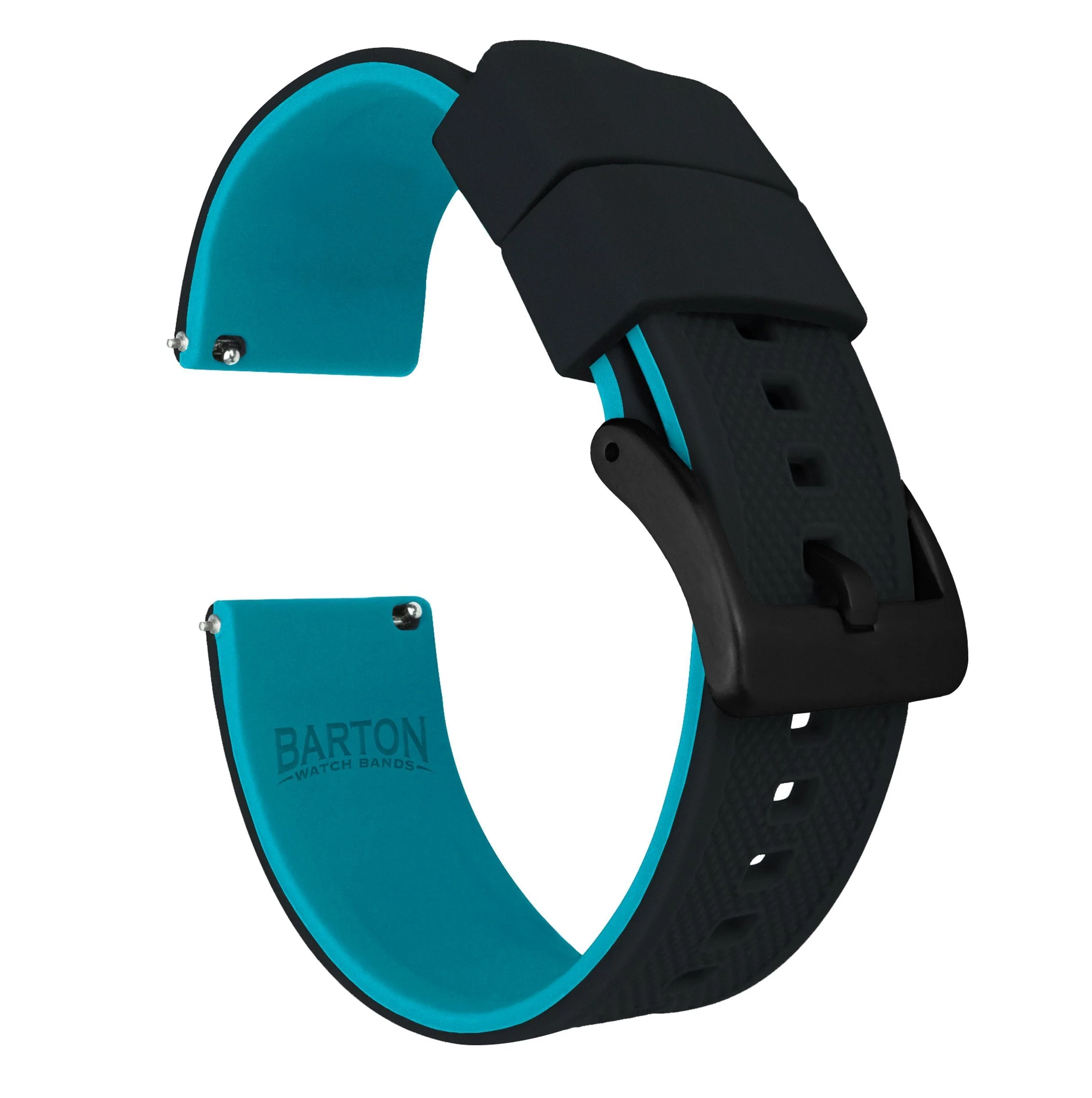 Omega Moonswatch Elite Silicone Black Top Aqua Blue Bottom Watch Band - Image 3