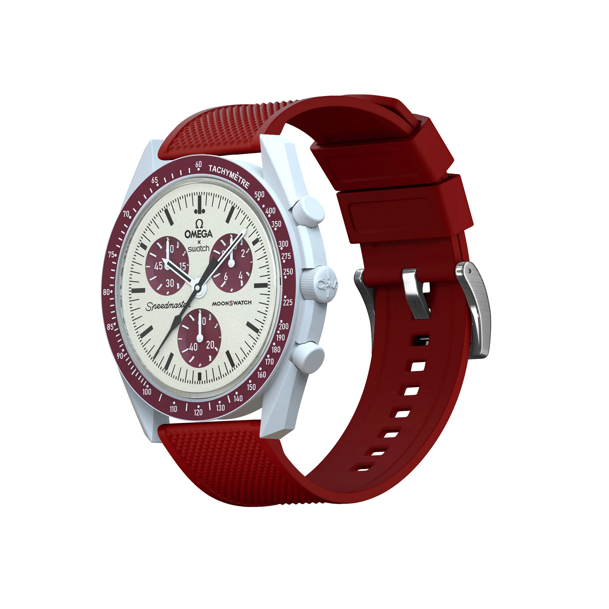 Omega Moonswatch Elite Silicone Crimson Red Watch Band