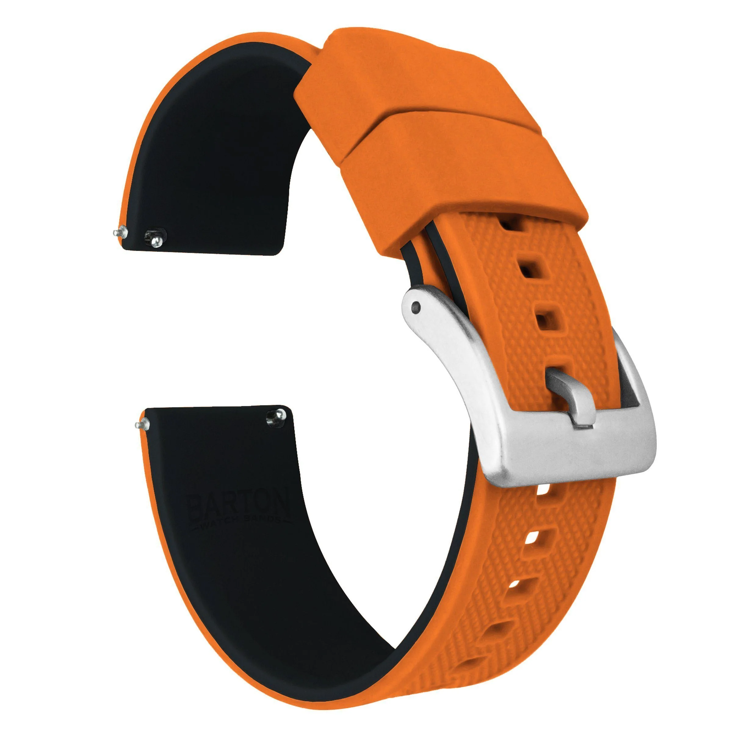 Pumpkin Orange Top Black Bottom Elite Silicone 24mm Watch Band