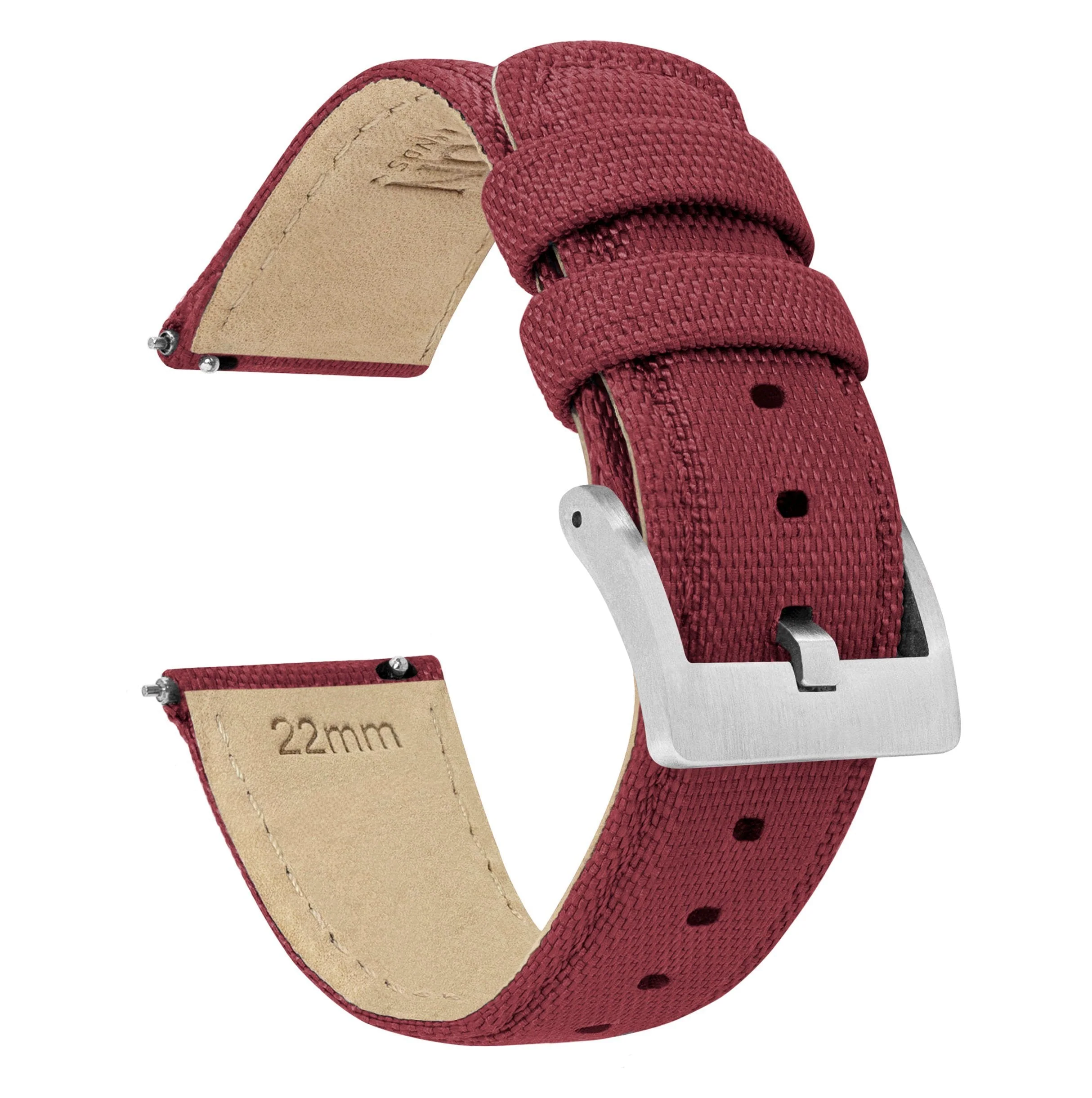 Raspberry Red Sailcloth Quick Release 20mm & 24mm Watch Band