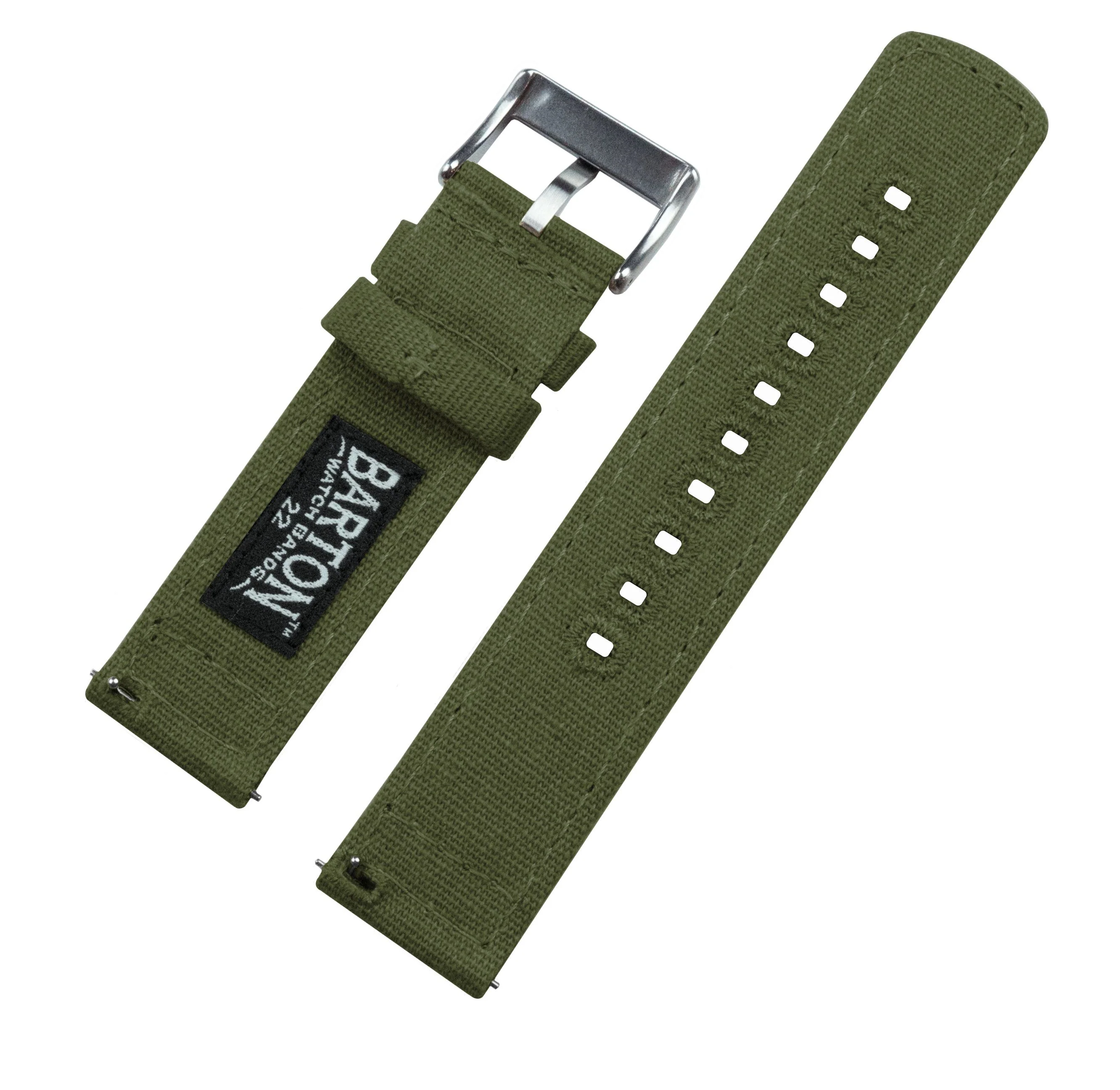 Samsung Galaxy Watch Active 2 Army Green Canvas Watch Band - Image 4