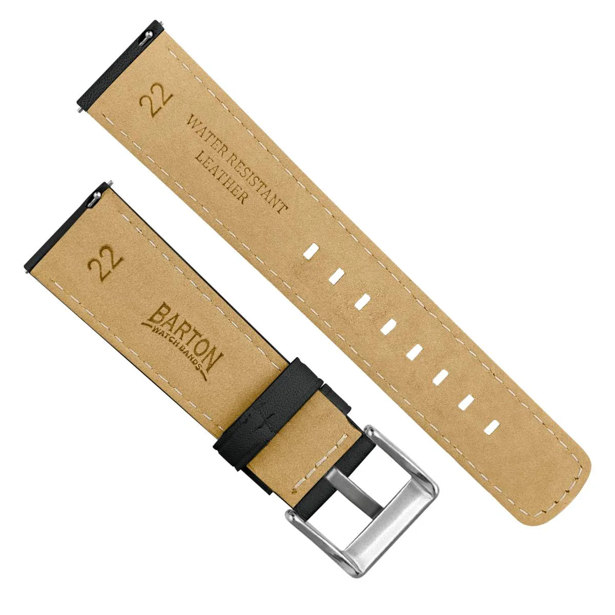 Samsung Galaxy Watch Active 2 Black Pittards Performance Leather Black Stitching Watch Band - Image 7