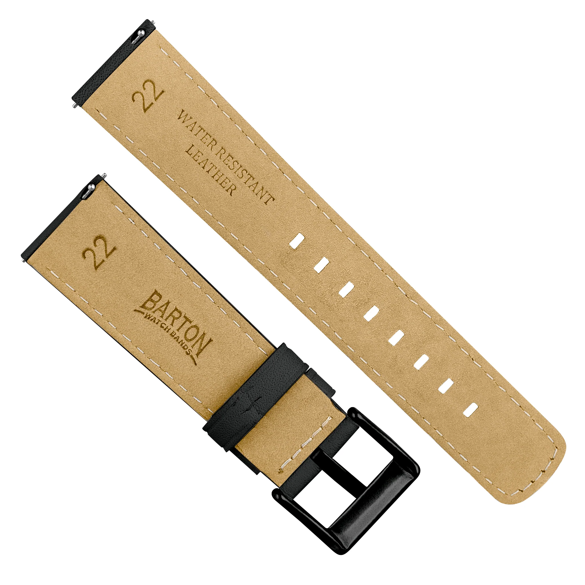 Samsung Galaxy Watch Active 2 Black Pittards Performance Leather Black Stitching Watch Band - Image 8