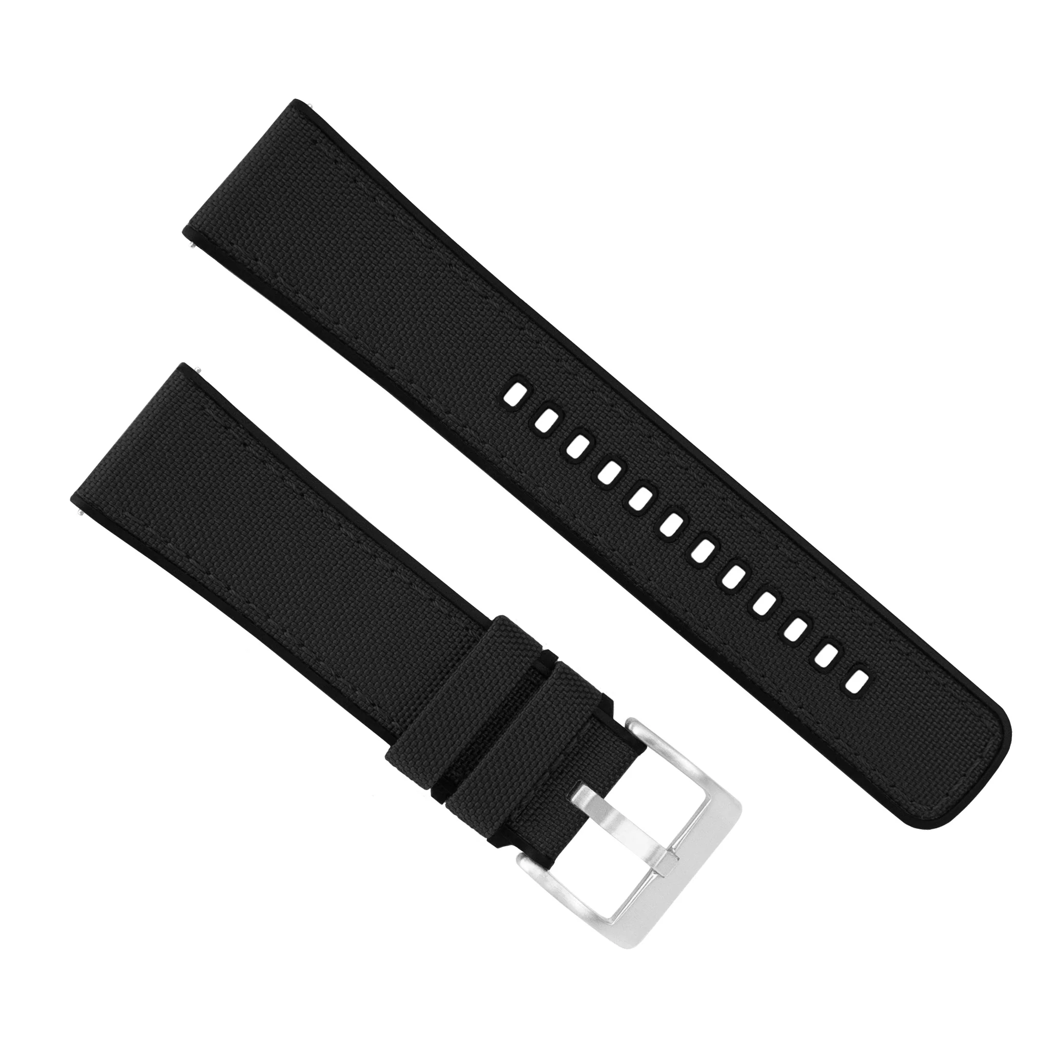 Samsung Galaxy Watch Active 2 Cordrua Fabric Silicone Hybrid Black Watch Band - Image 3