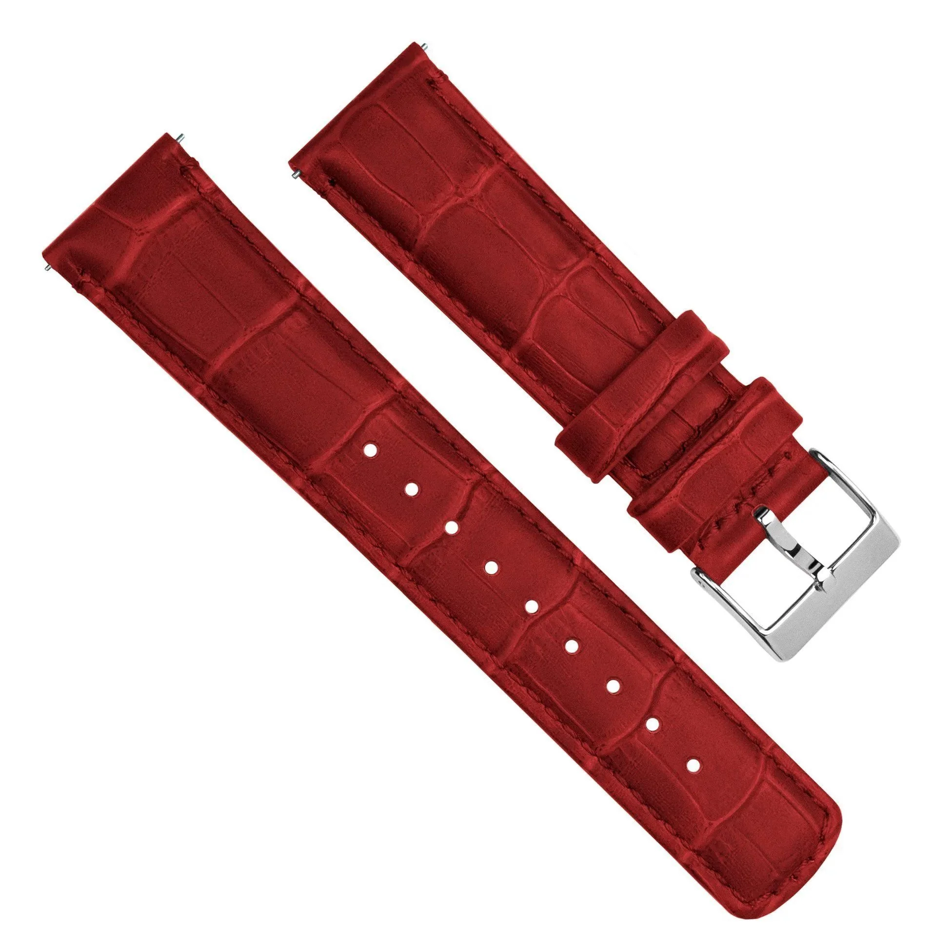 Samsung Galaxy Watch Active 2 Crimson Red Alligator Grain Leather Watch Band - Image 3