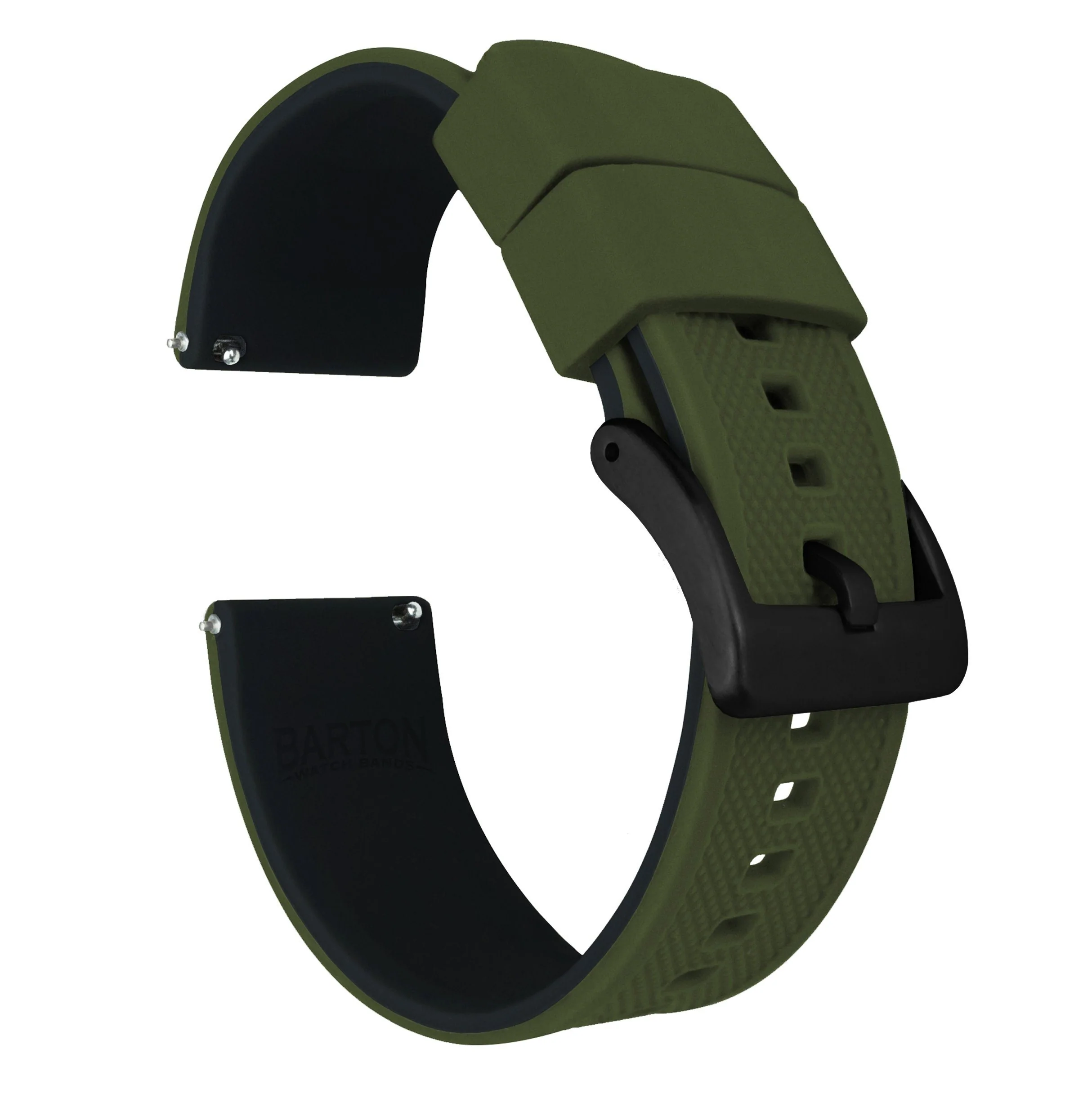 Samsung Galaxy Watch Active 2 Elite Silicone Army Green Top Black Bottom Watch Band - Image 2