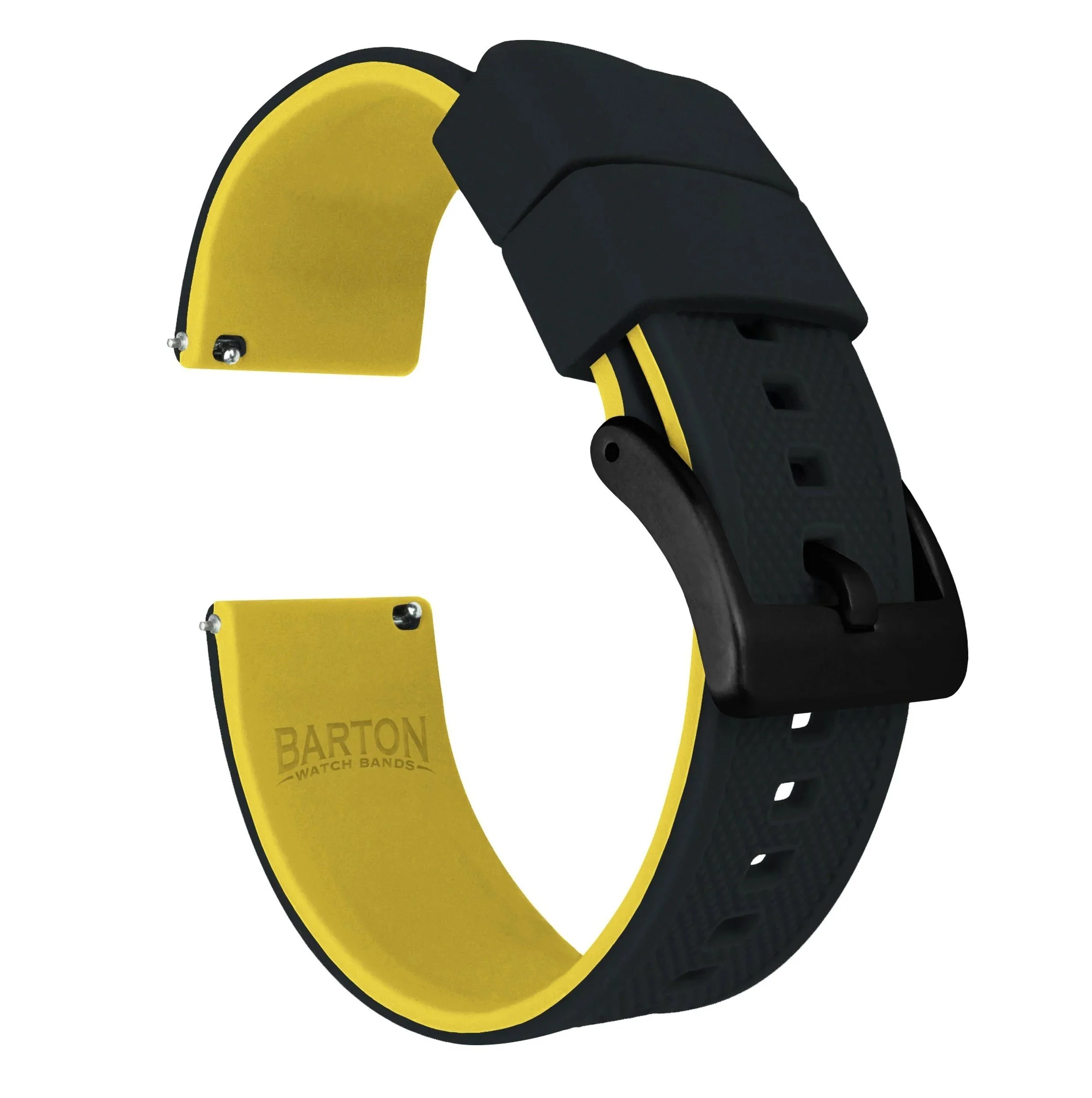Samsung Galaxy Watch Active 2 Elite Silicone Black Top Yellow Bottom Watch Band - Image 2