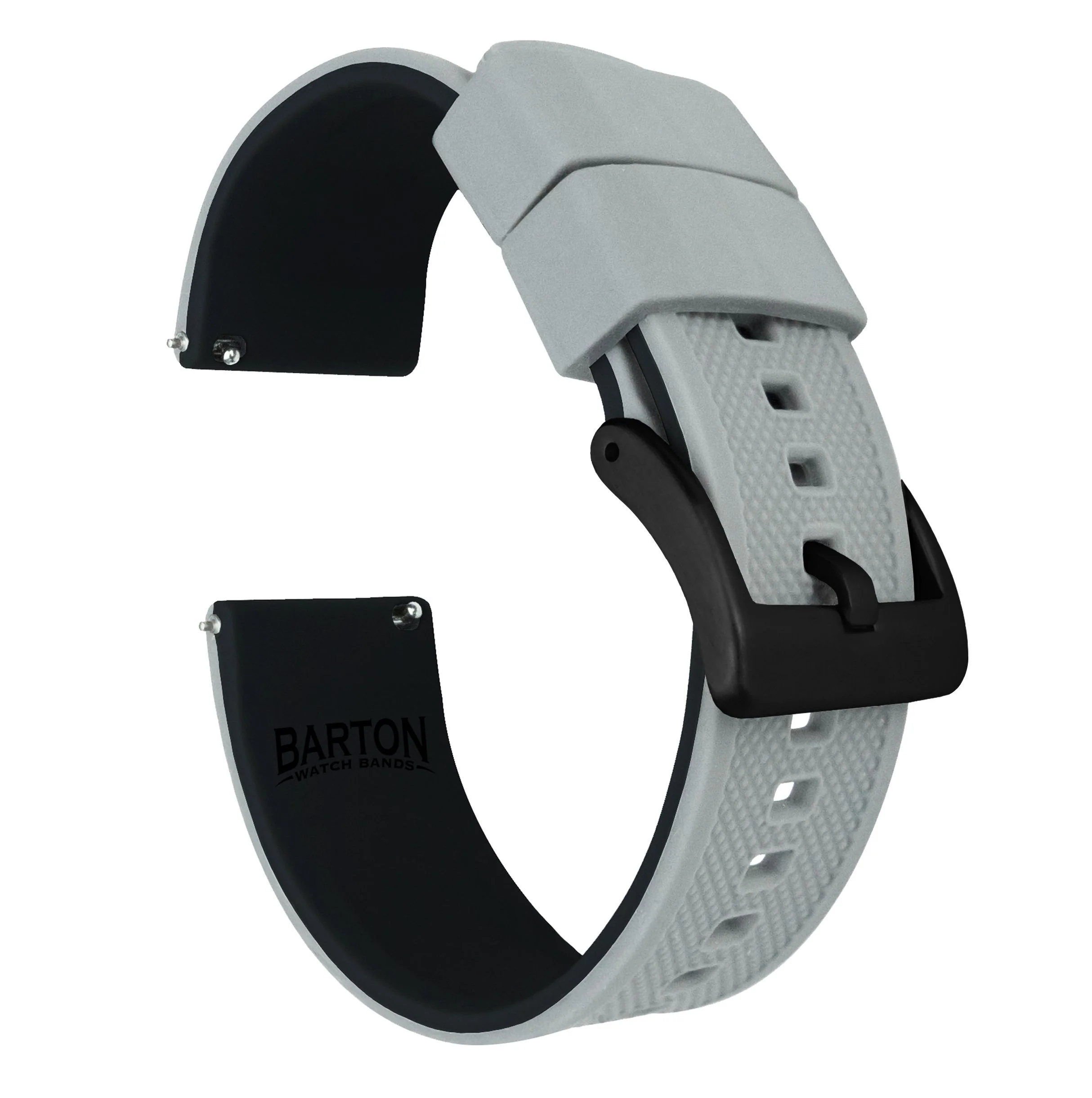 Samsung Galaxy Watch Active 2 Elite Silicone Cool Grey Top Black Bottom Watch Band - Image 2