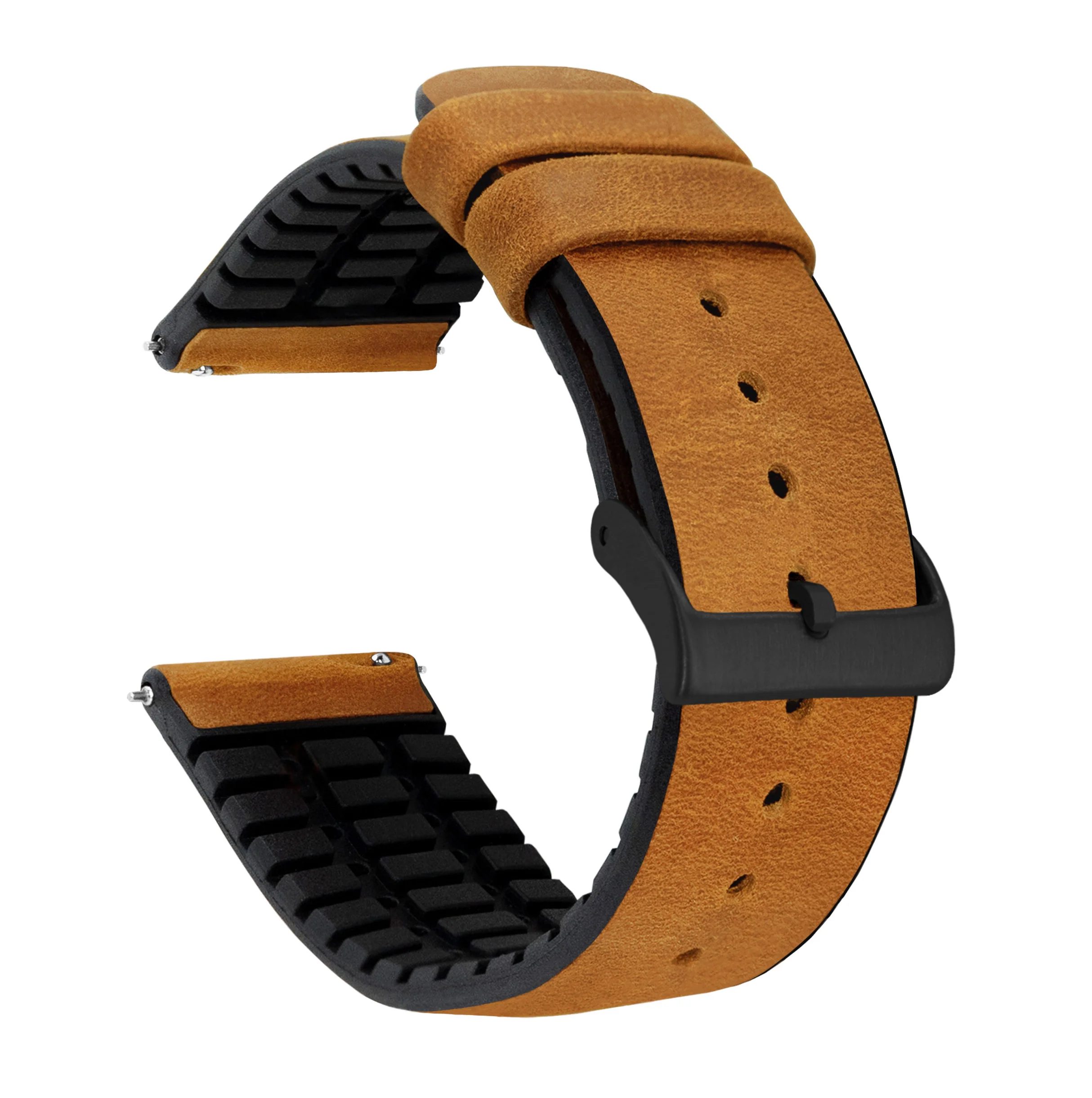 Samsung Galaxy Watch Active 2 Leather And Rubber Hybrid Cedar Brown Watch Band - Image 2