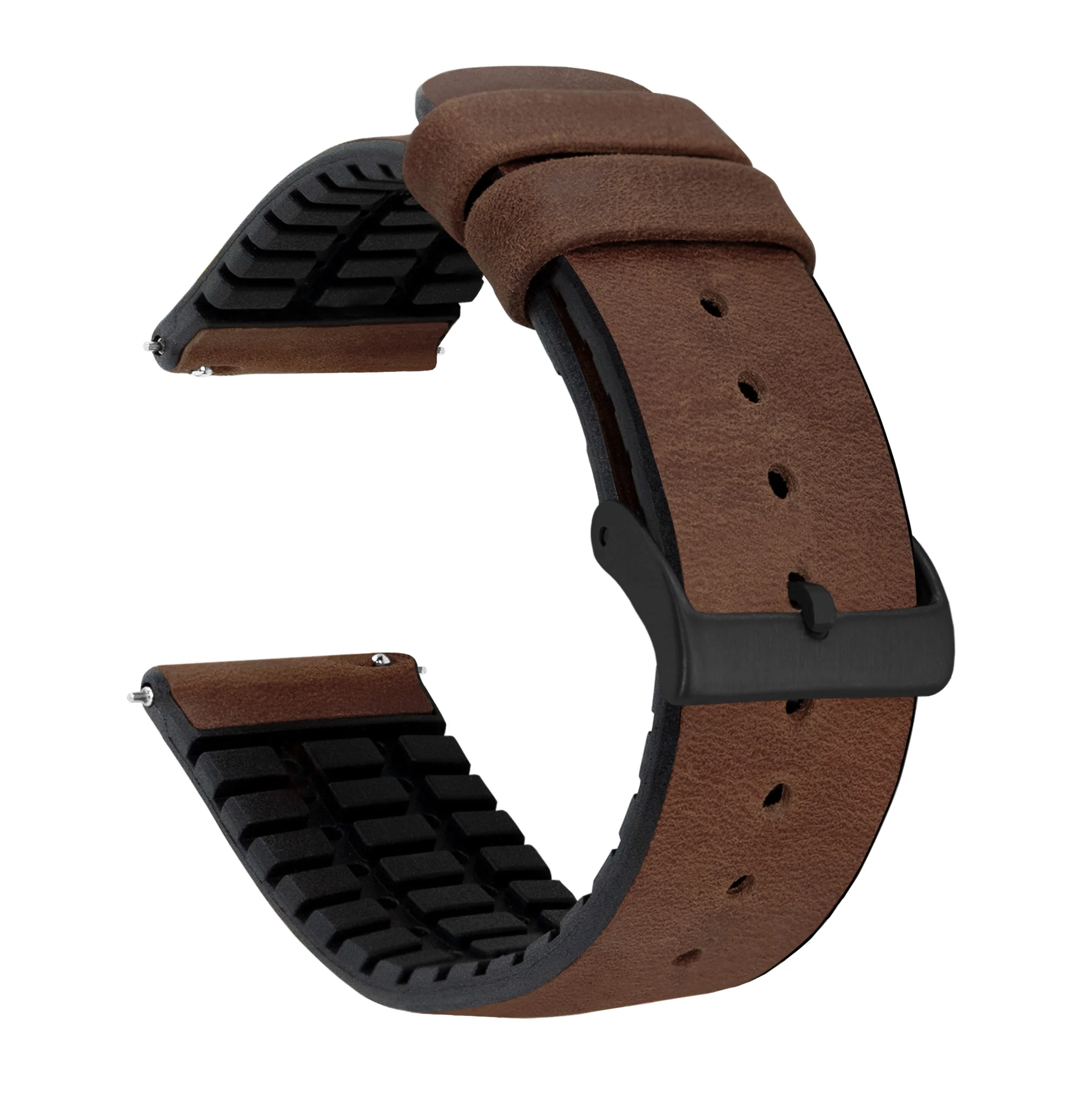 Samsung Galaxy Watch Active 2 Leather And Rubber Hybrid Walnut Brown Watch Band - Image 2