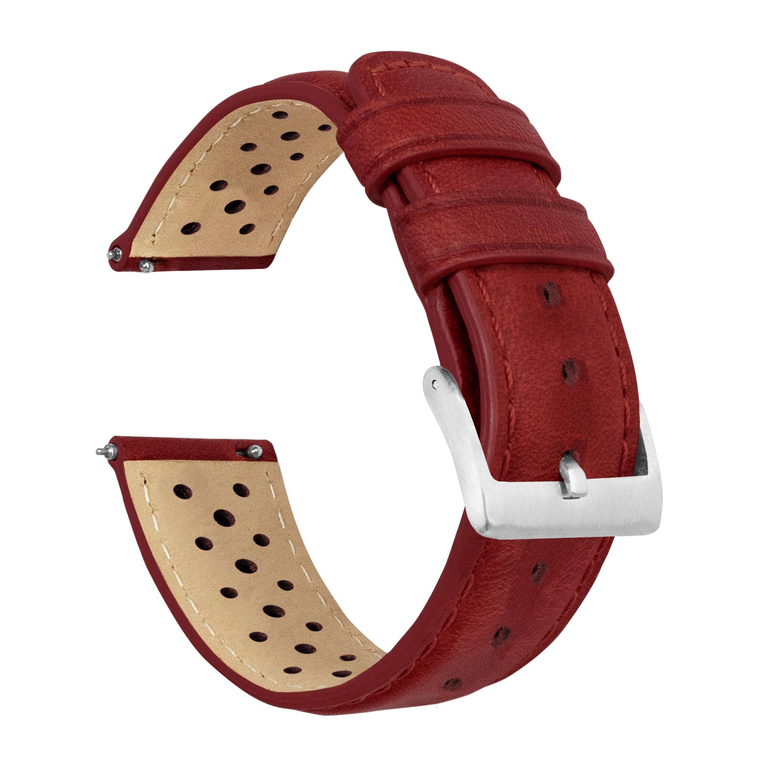 Samsung Galaxy Watch Active 2 Racing Horween Leather Crimson Red Watch Band