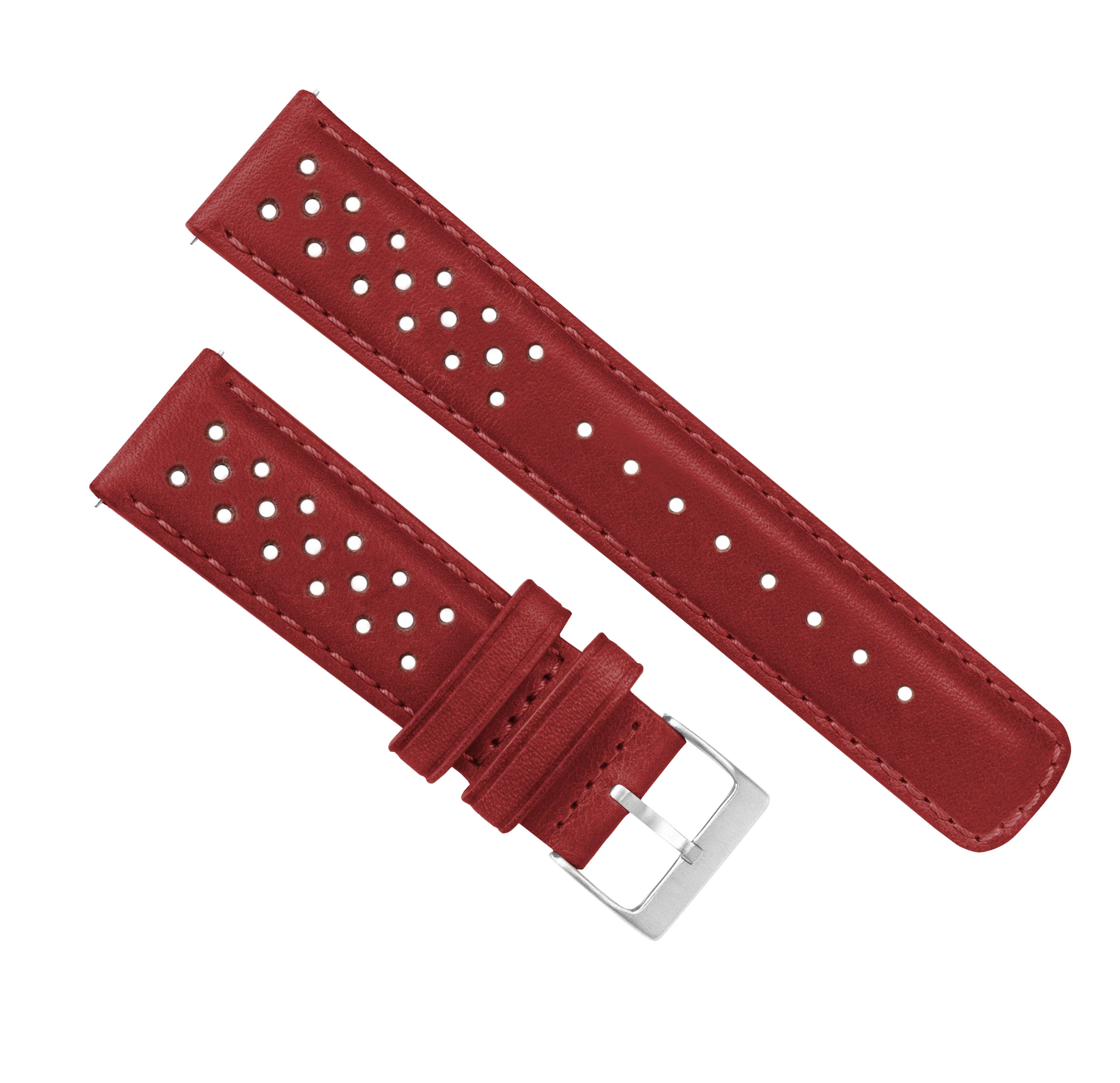 Samsung Galaxy Watch Active 2 Racing Horween Leather Crimson Red Watch Band - Image 2