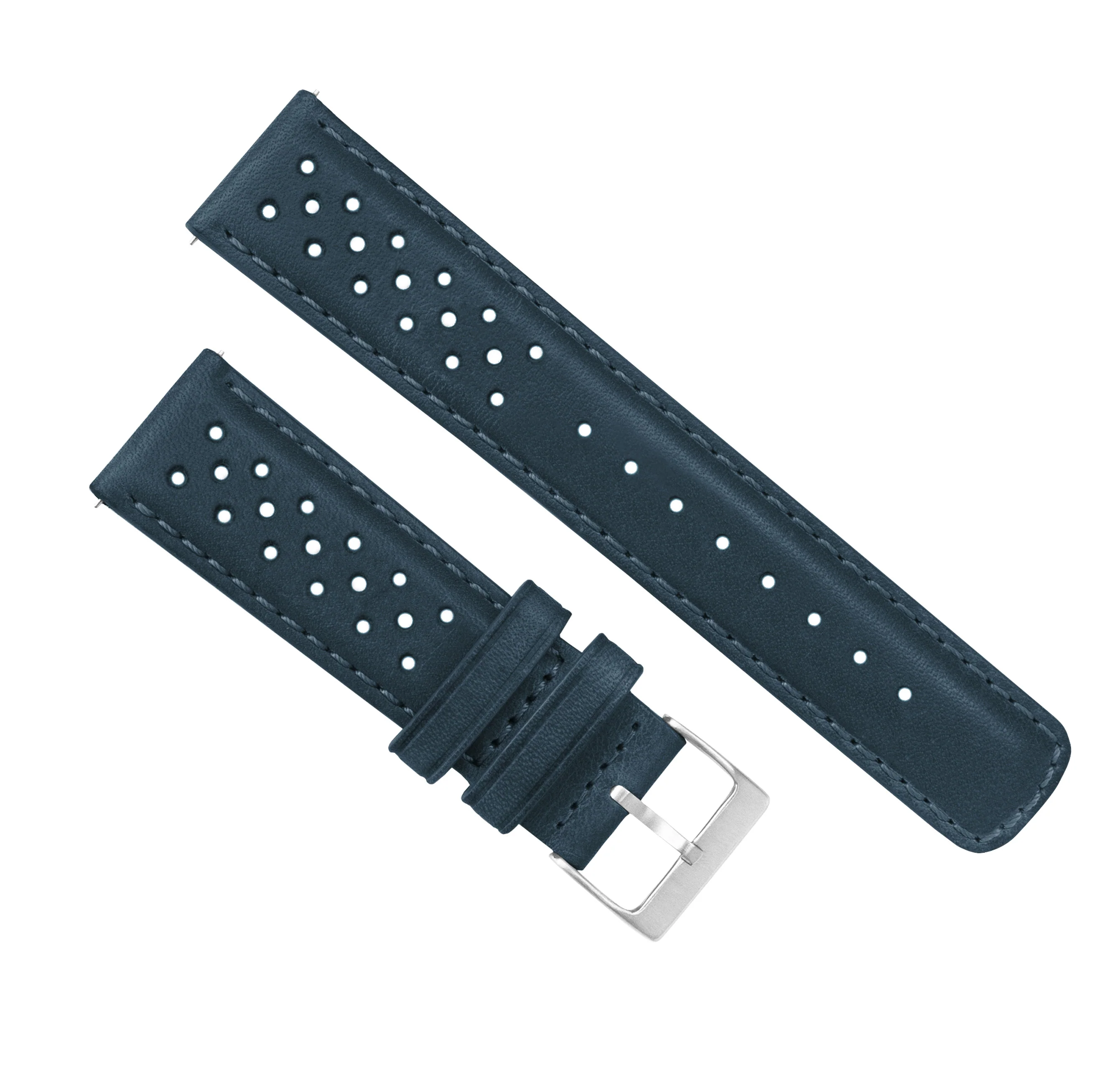 Samsung Galaxy Watch Active 2 Racing Horween Leather Navy Blue Watch Band - Image 2