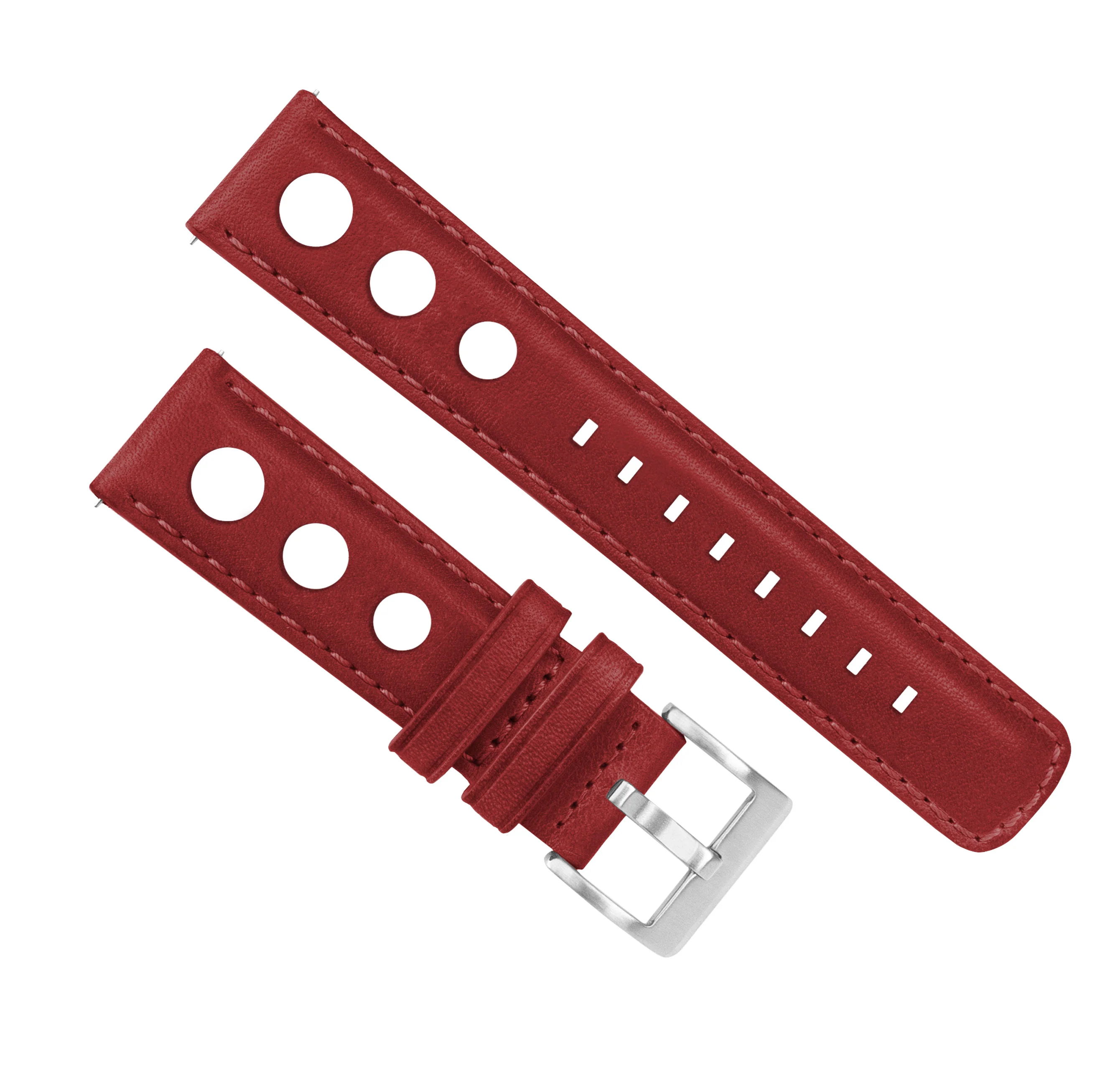 Samsung Galaxy Watch Active 2 Rally Horween Leather Crimson Red Watch Band - Image 2