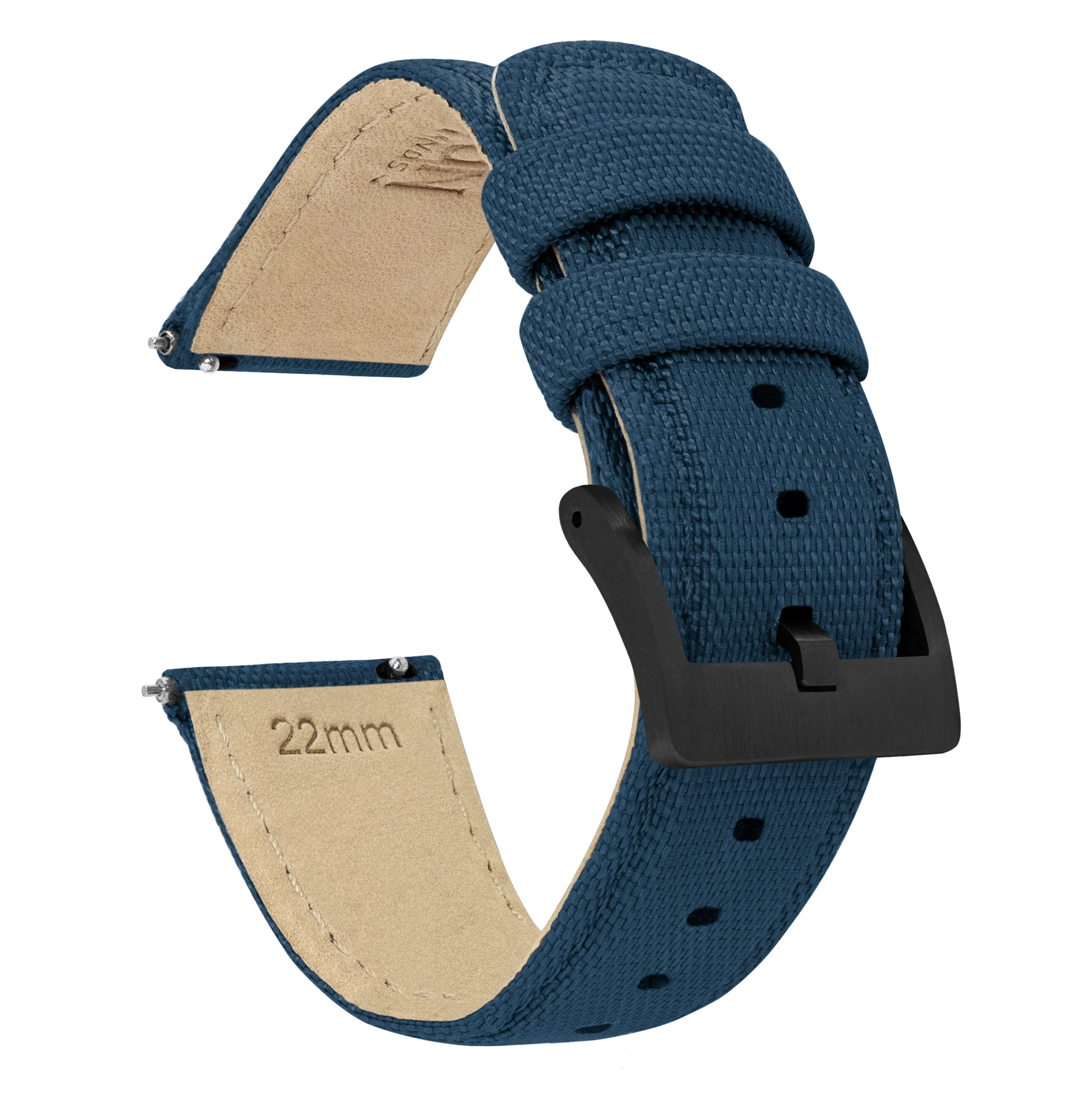 Samsung Galaxy Watch Active 2 Sailcloth Quick Release Navy Blue Watch Band - Image 2