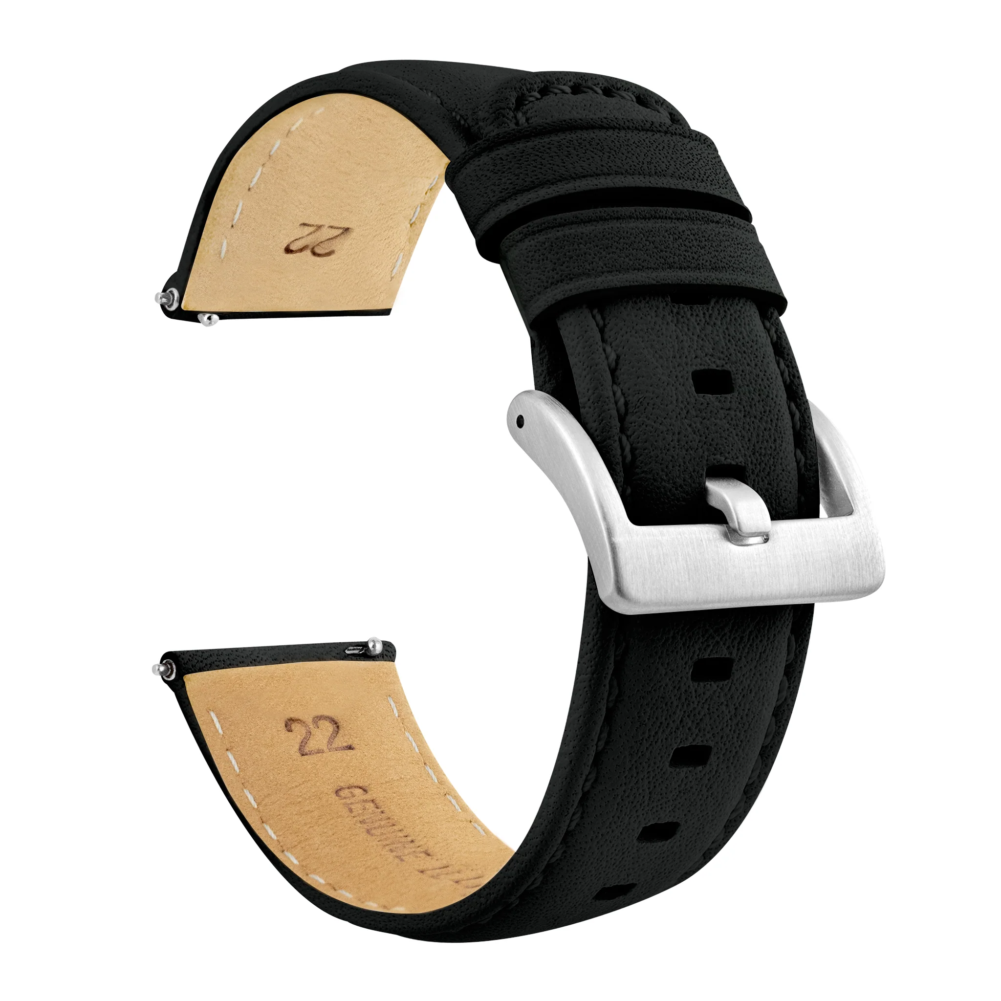 Samsung Galaxy Watch Active Black Pittards Performance Leather Black Stitching Watch Band - Image 2