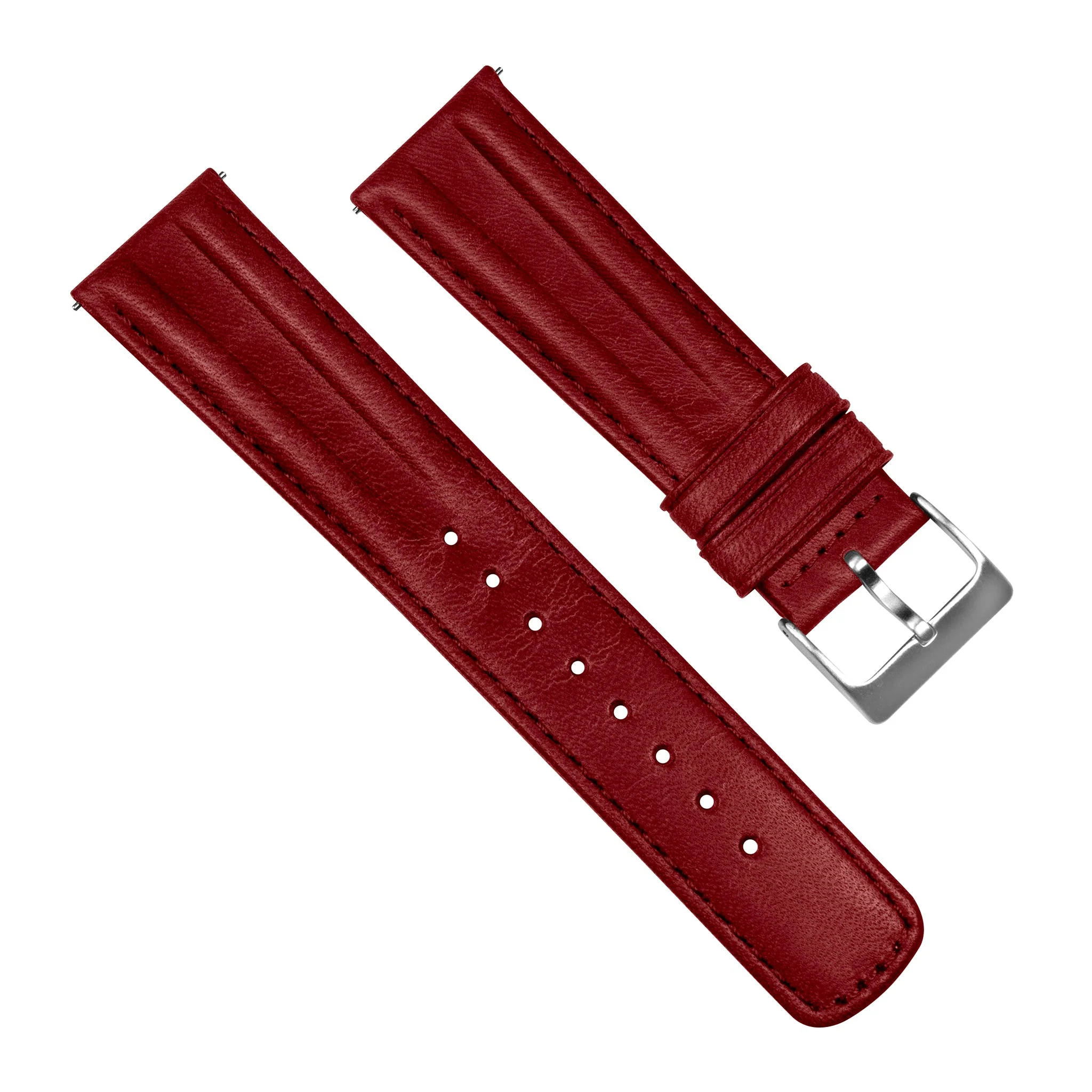 Samsung Galaxy Watch Active Classic Horween Leather Crimson Red Watch Band - Image 3