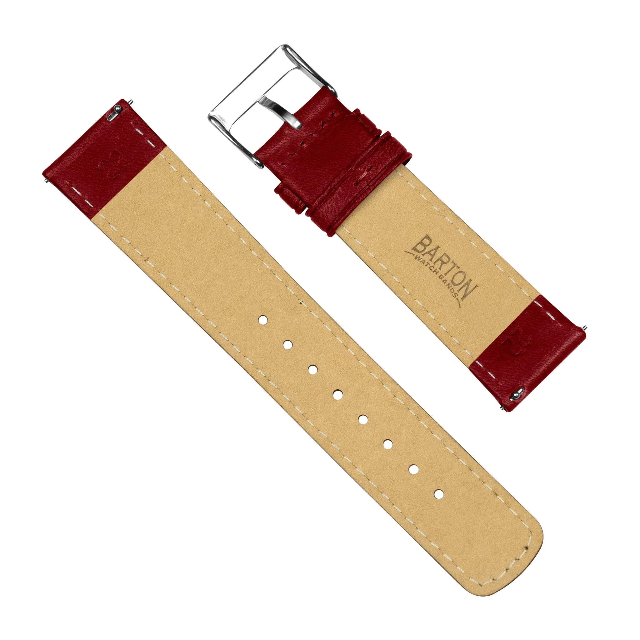 Samsung Galaxy Watch Active Classic Horween Leather Crimson Red Watch Band - Image 4