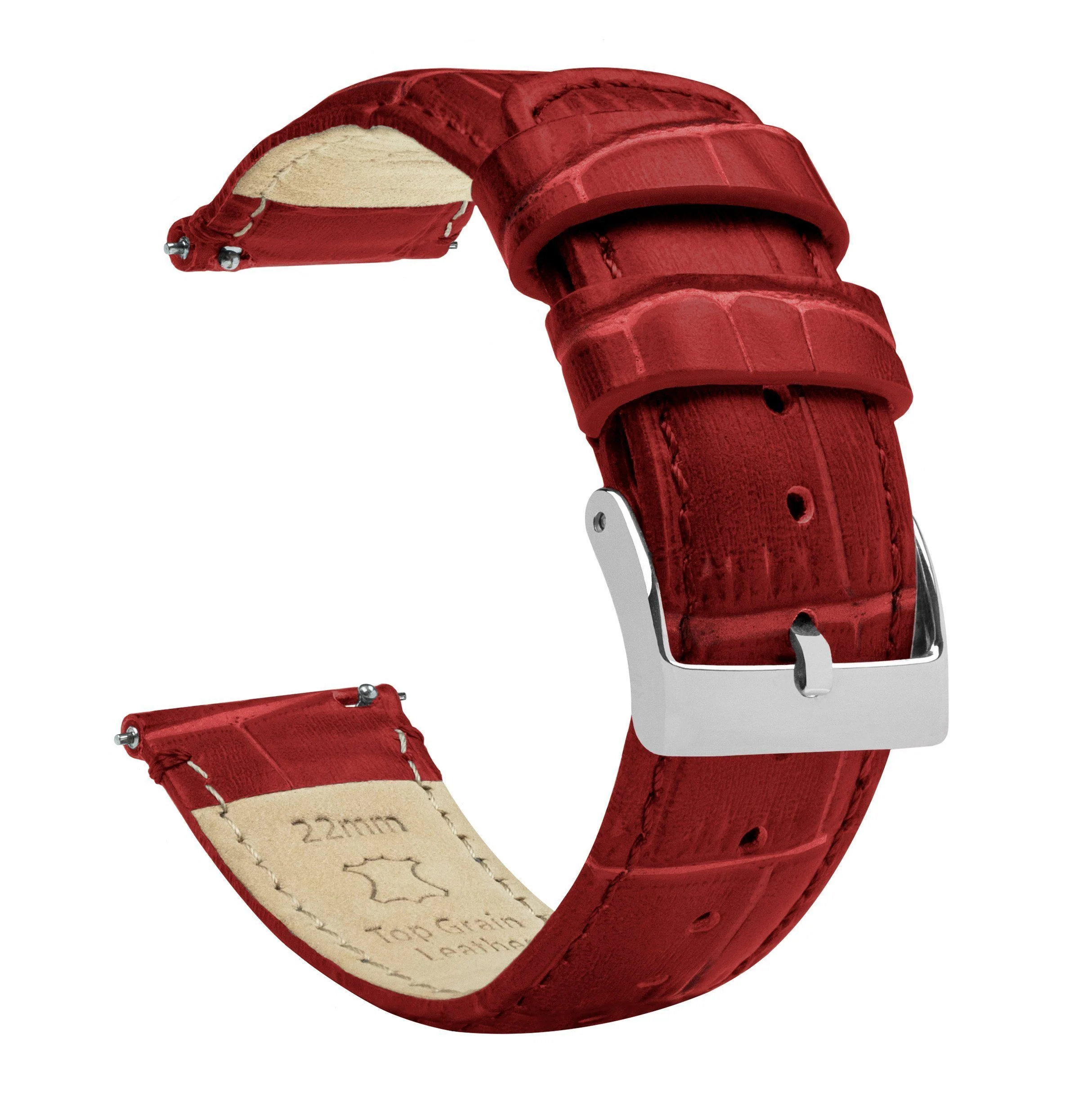Samsung Galaxy Watch Active Crimson Red Alligator Grain Leather Watch Band