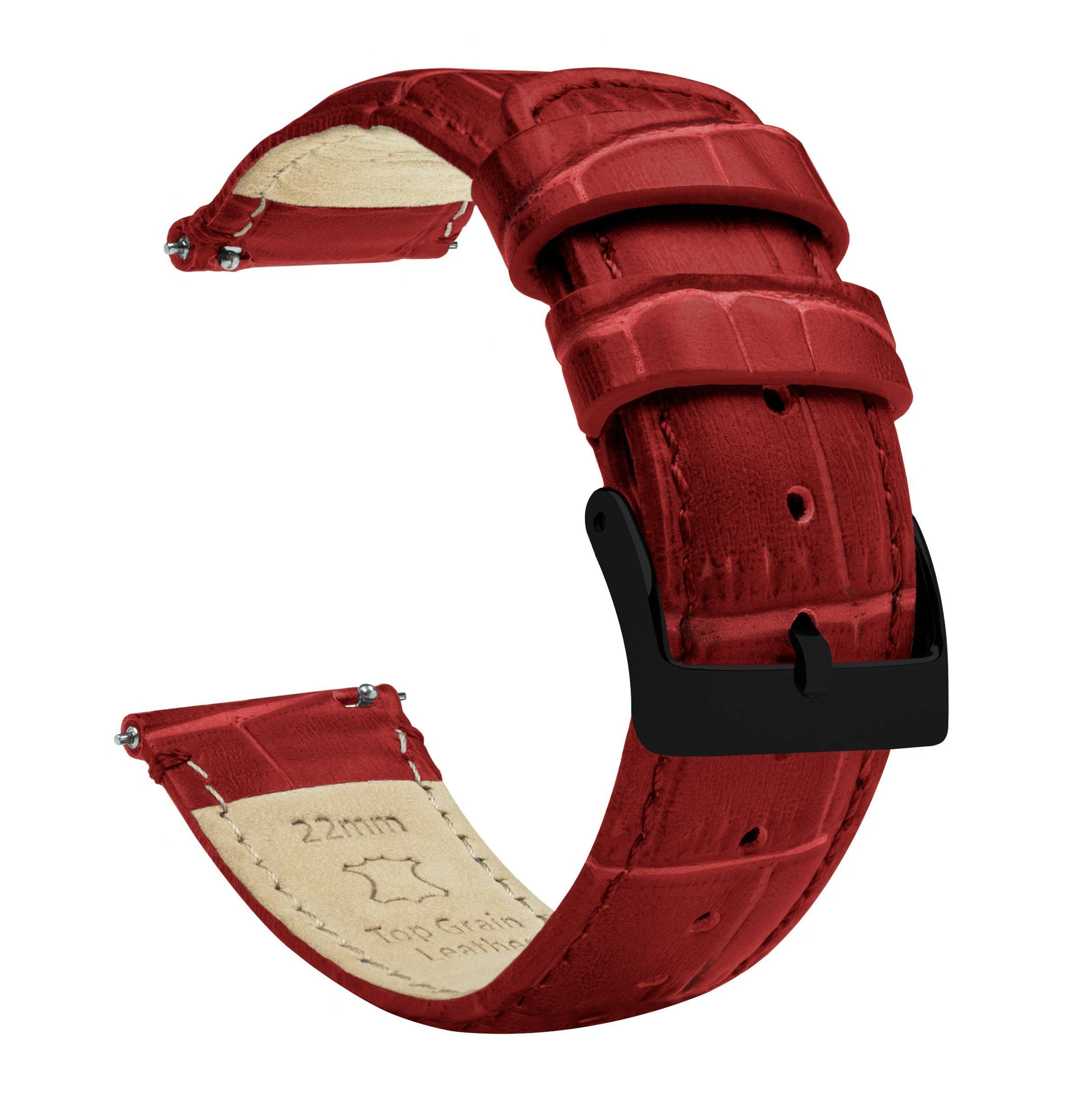 Samsung Galaxy Watch Active Crimson Red Alligator Grain Leather Watch Band - Image 2
