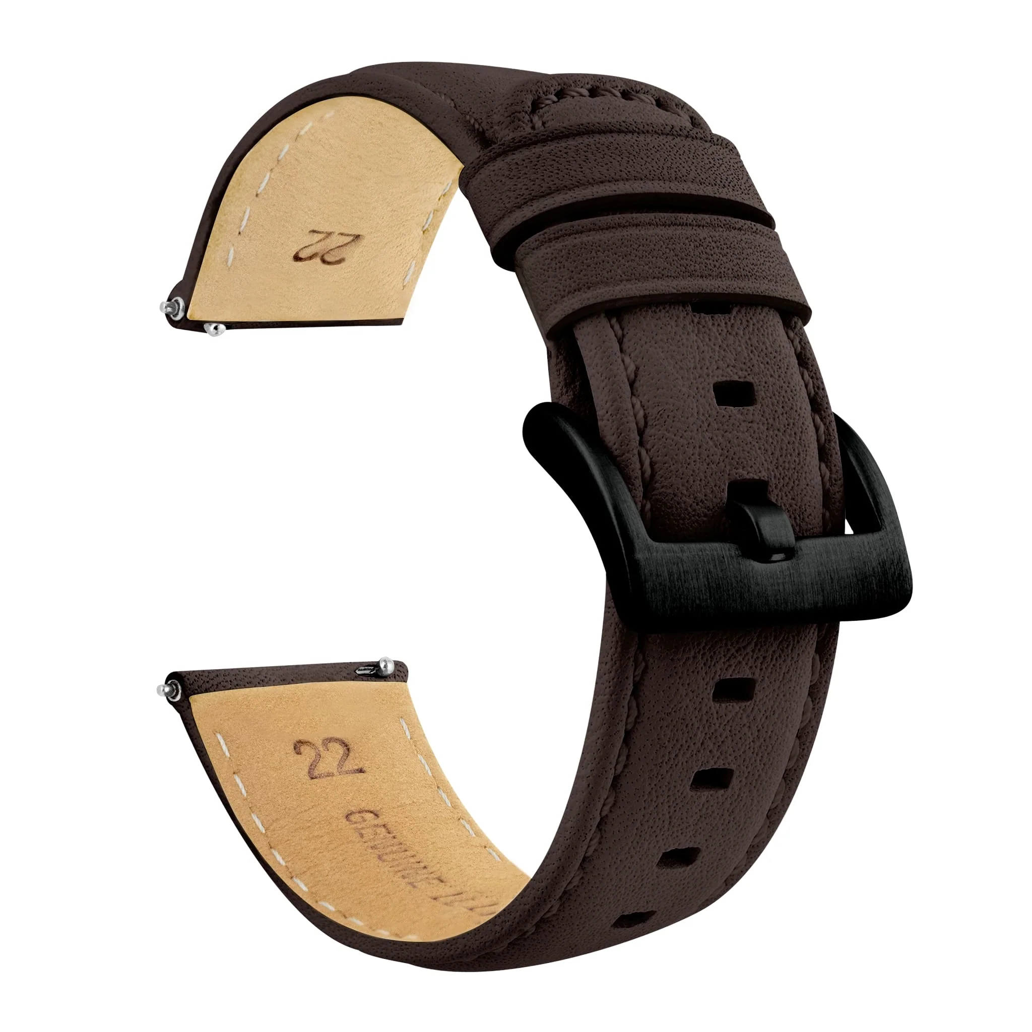 Samsung Galaxy Watch Active Dark Brown Pittards Performance Leather Brown Stitching Watch Band - Image 2