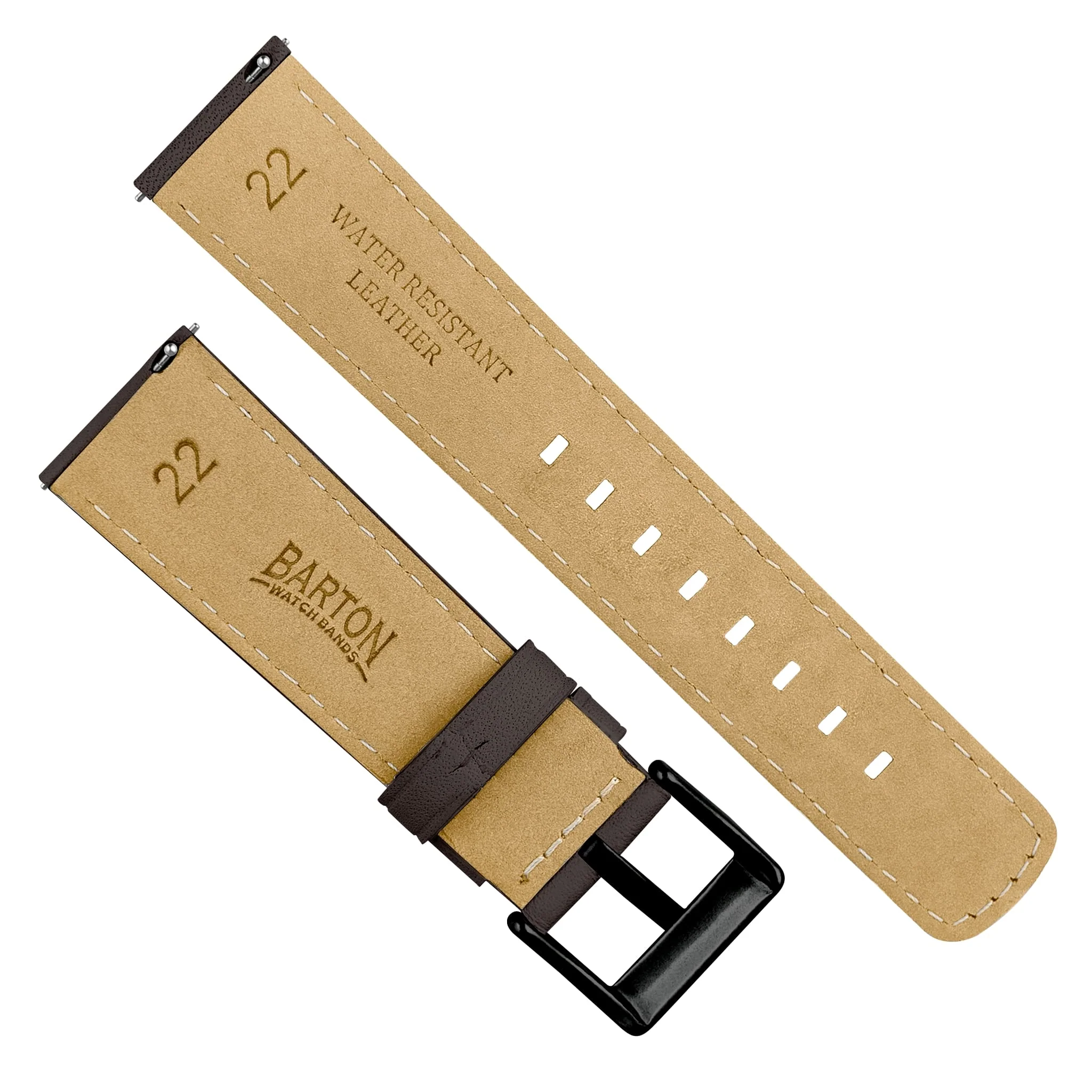 Samsung Galaxy Watch Active Dark Brown Pittards Performance Leather Brown Stitching Watch Band - Image 5