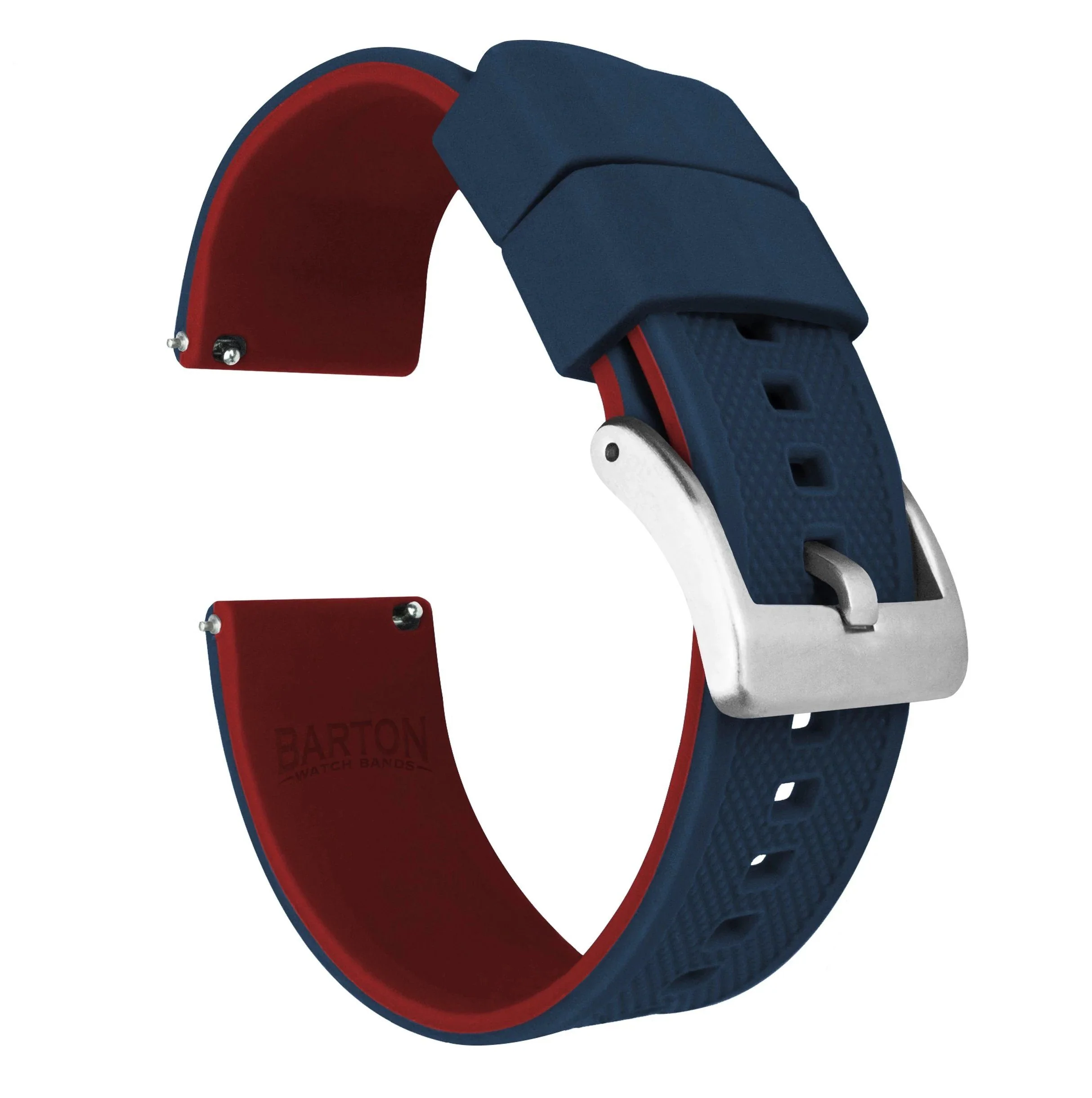 Samsung Galaxy Watch Active Elite Silicone Navy Blue Top Crimson Red Bottom Watch Band