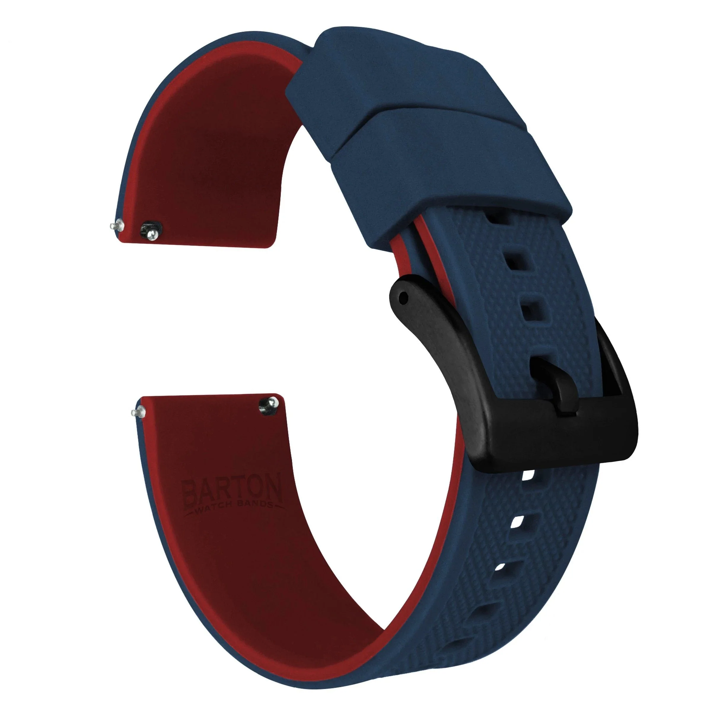 Samsung Galaxy Watch Active Elite Silicone Navy Blue Top Crimson Red Bottom Watch Band - Image 2