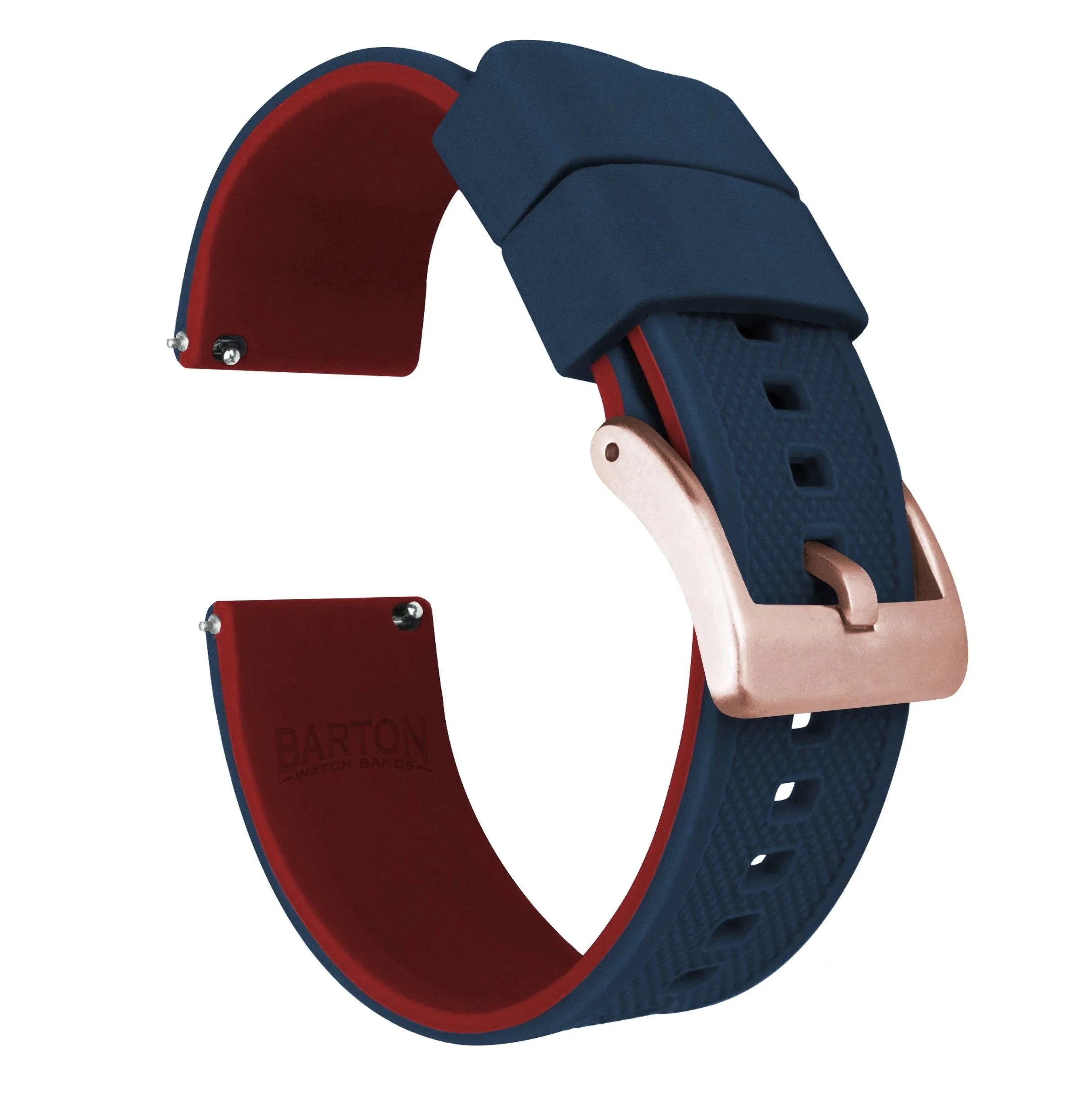 Samsung Galaxy Watch Active Elite Silicone Navy Blue Top Crimson Red Bottom Watch Band - Image 3