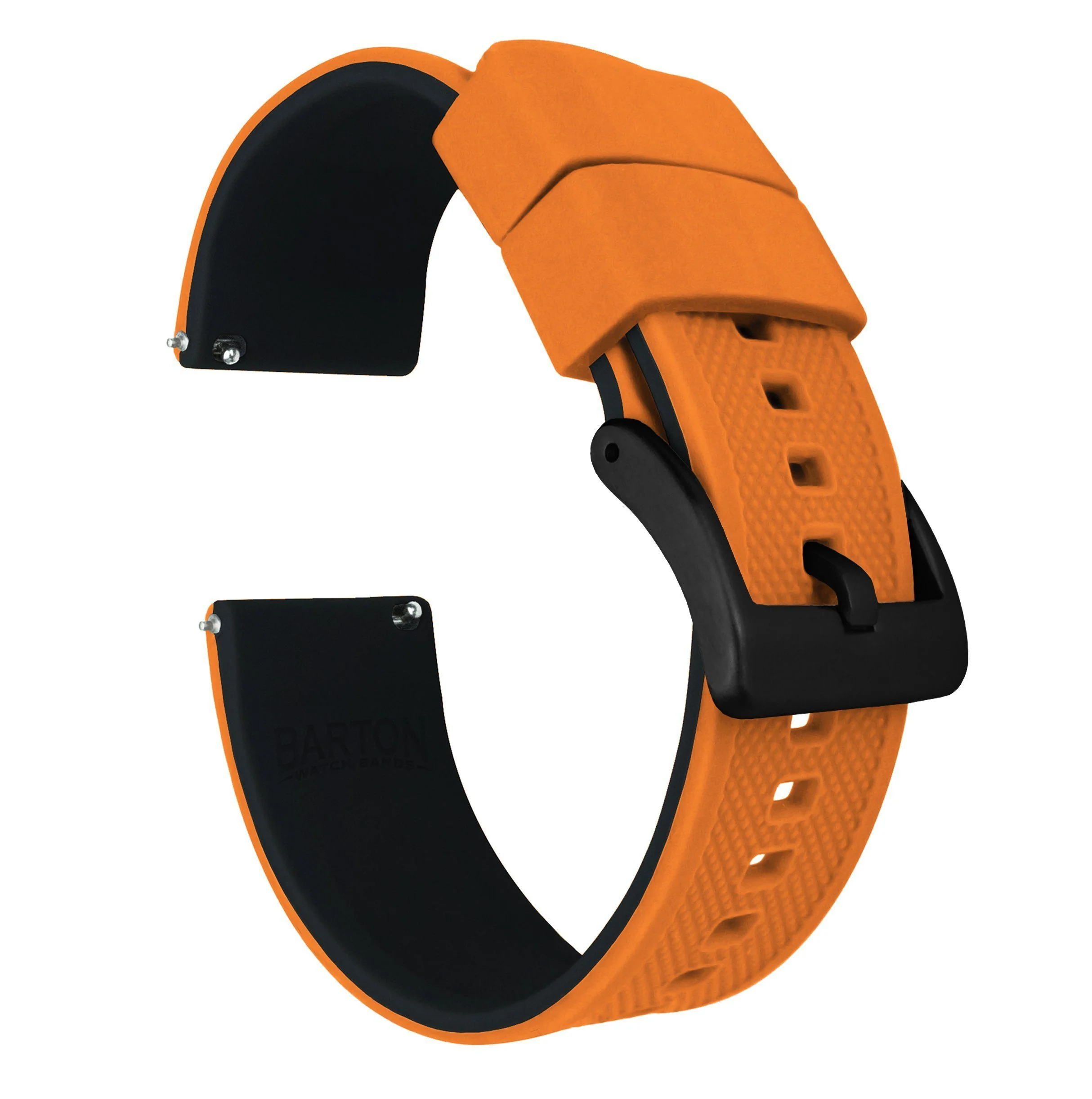 Samsung Galaxy Watch Active Elite Silicone Pumpkin Orange Top Black Bottom Watch Band - Image 2