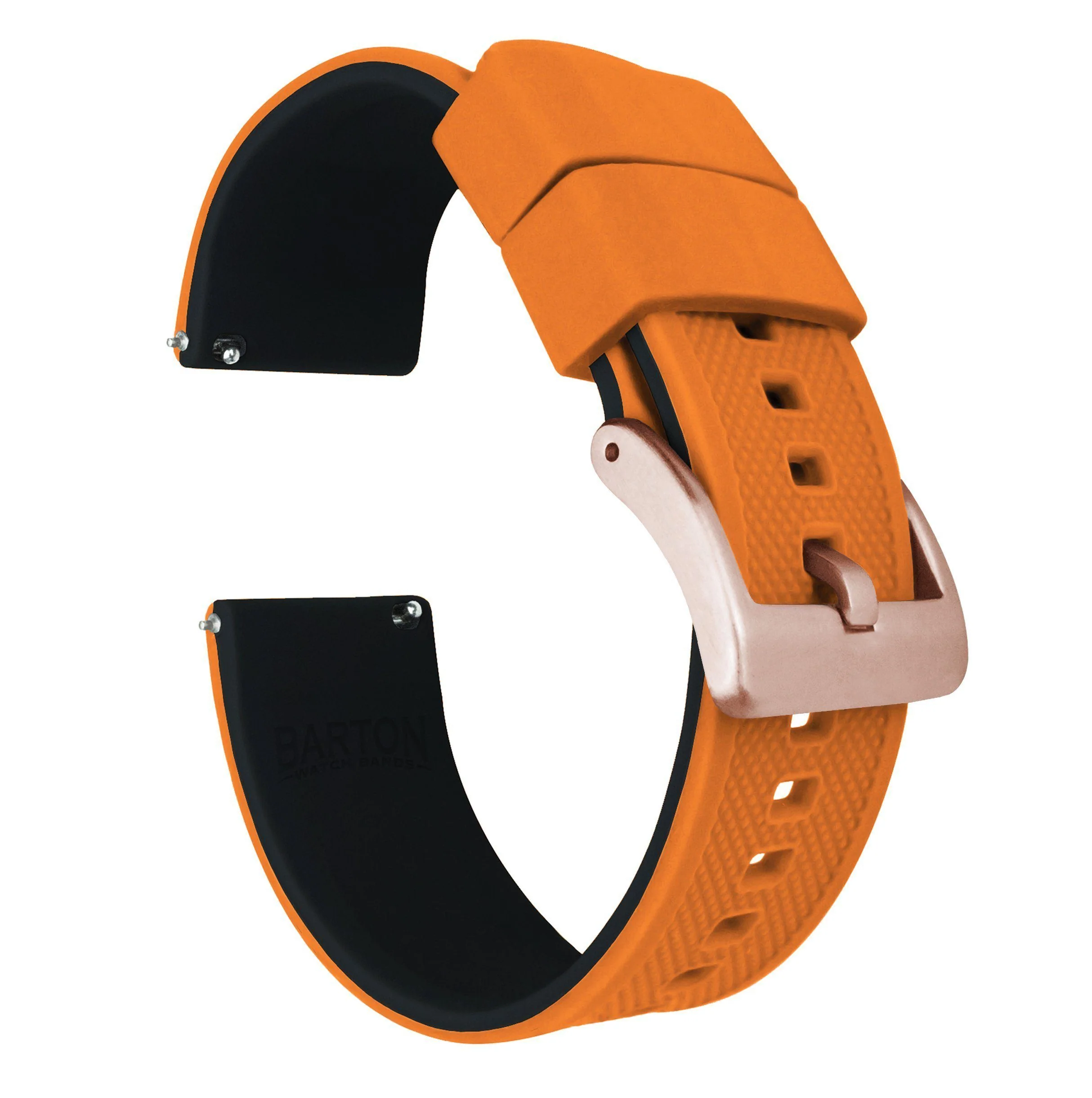 Samsung Galaxy Watch Active Elite Silicone Pumpkin Orange Top Black Bottom Watch Band - Image 3