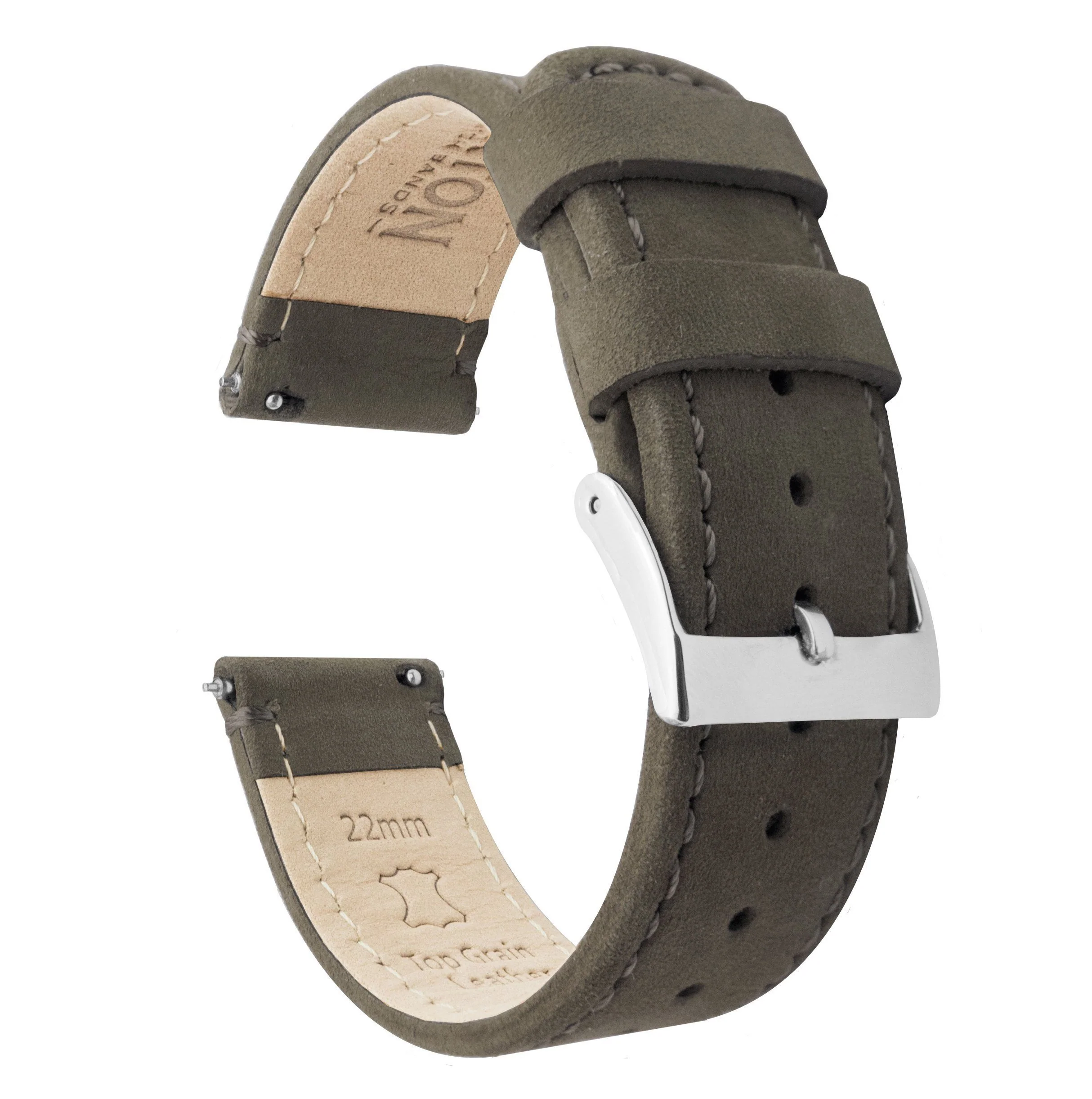 Samsung Galaxy Watch Active Espresso Brown Leather Stitching Watch Band