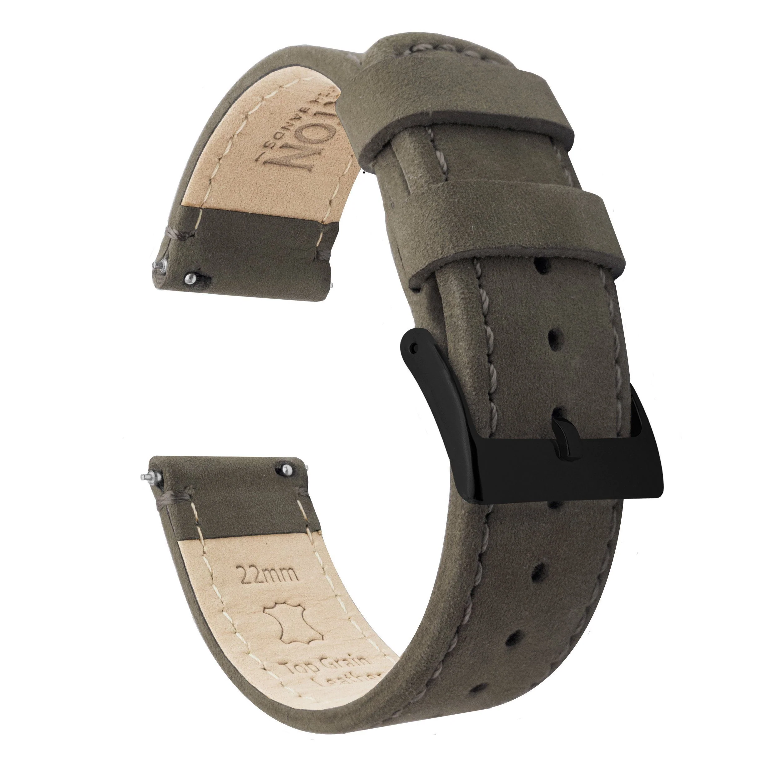 Samsung Galaxy Watch Active Espresso Brown Leather Stitching Watch Band - Image 2