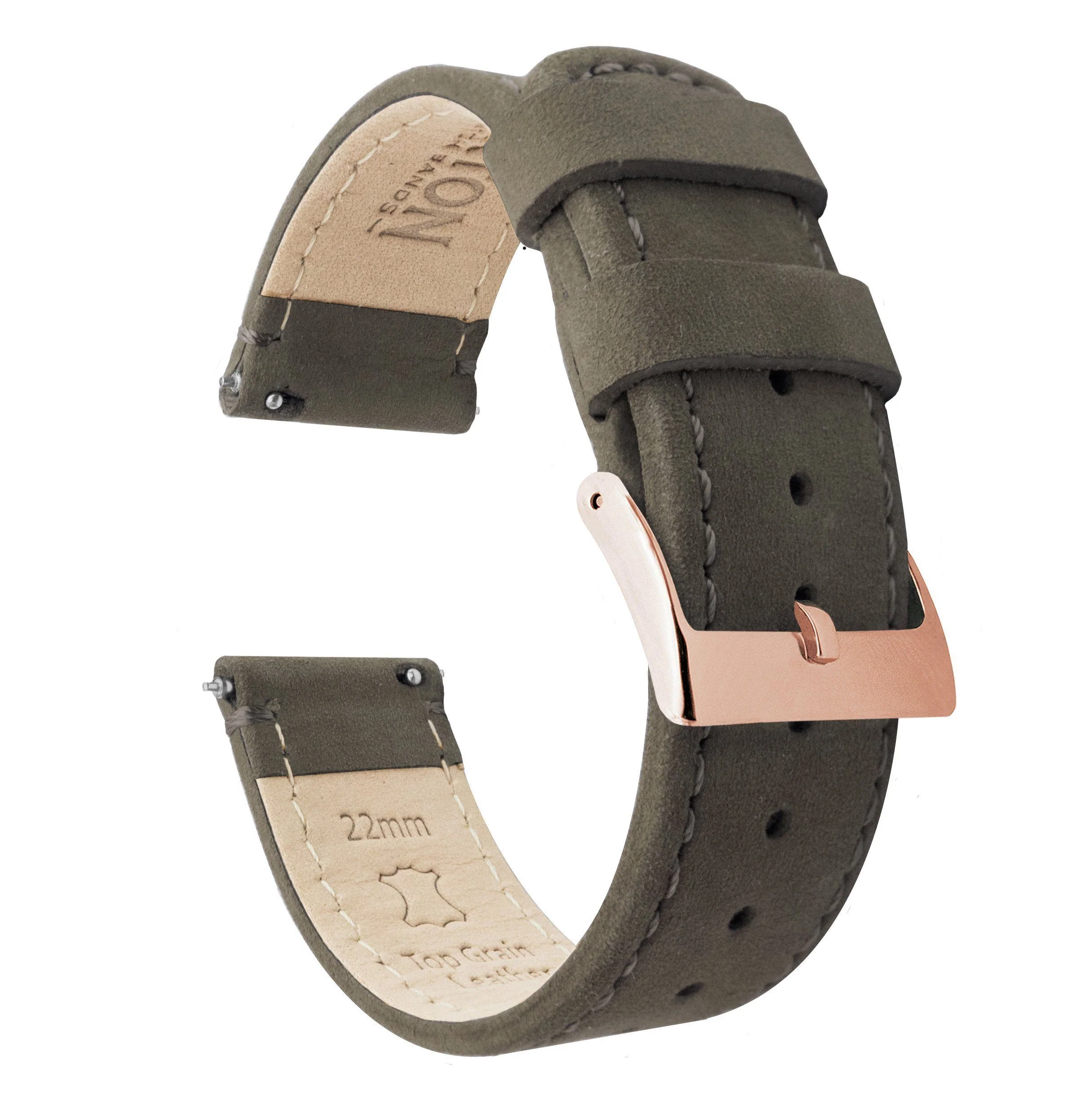 Samsung Galaxy Watch Active Espresso Brown Leather Stitching Watch Band - Image 3