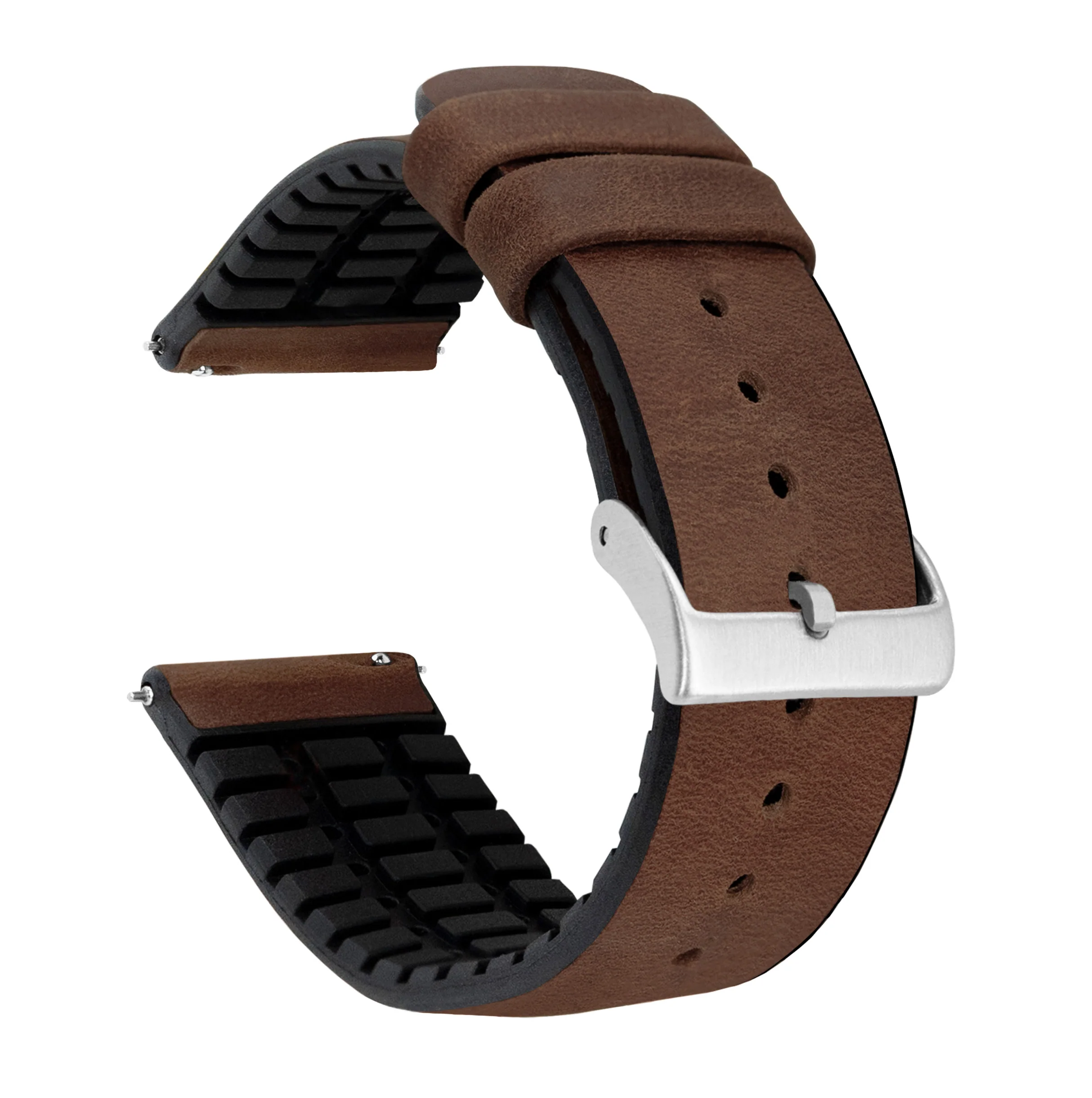 Samsung Galaxy Watch Active Leather And Rubber Hybrid Walnut Brown Watch Band
