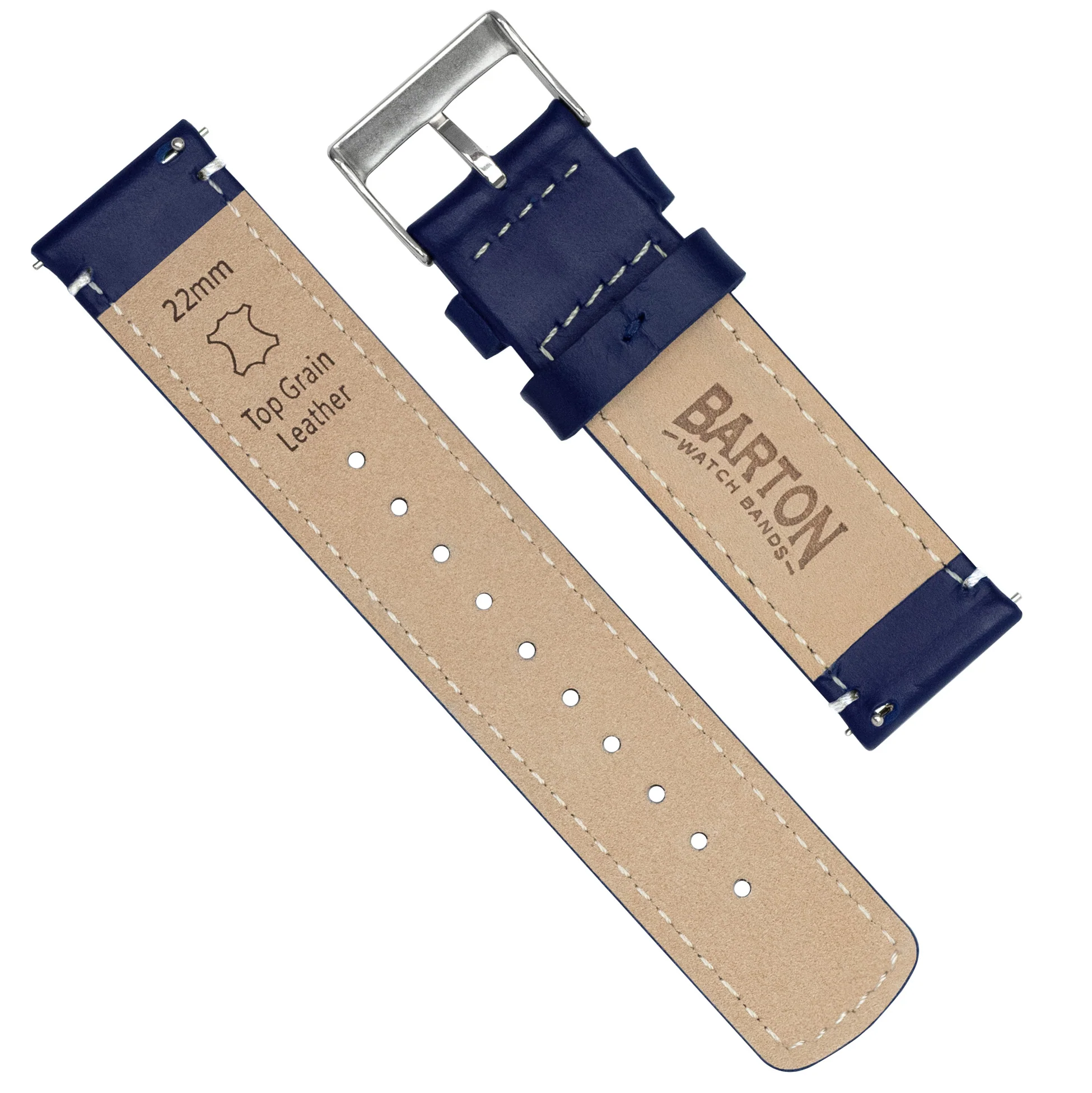 Samsung Galaxy Watch Active Navy Blue Leather White Stitching Watch Band - Image 6