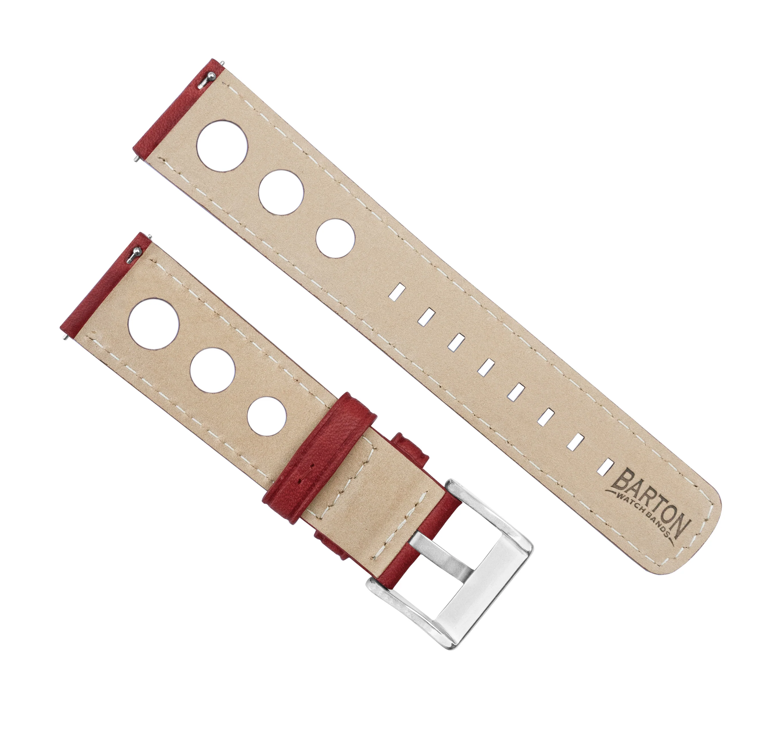 Samsung Galaxy Watch Active Rally Horween Leather Crimson Red Watch Band - Image 3
