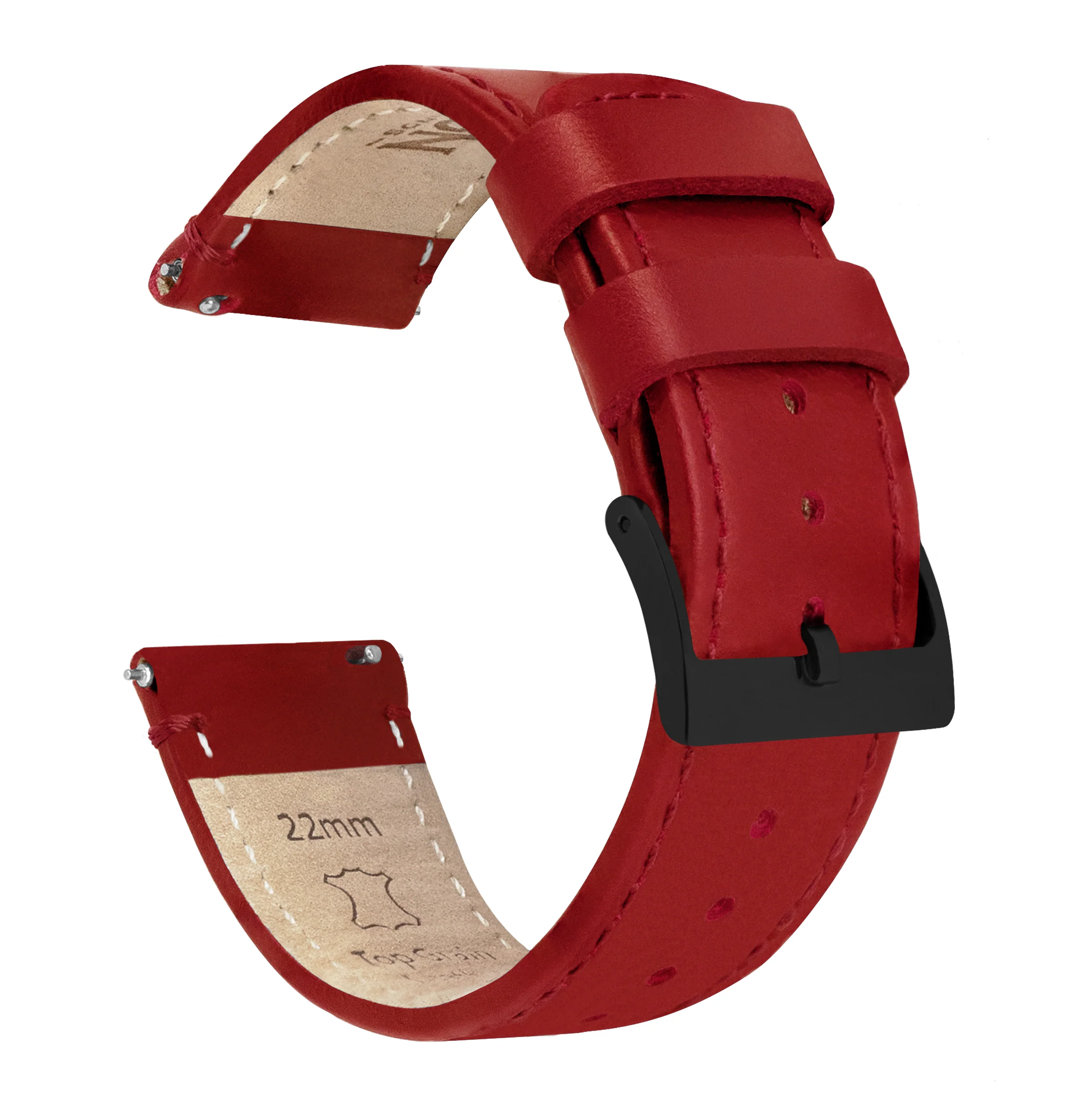 Samsung Galaxy Watch Active Red Leather Stitching Watch Band - Image 2