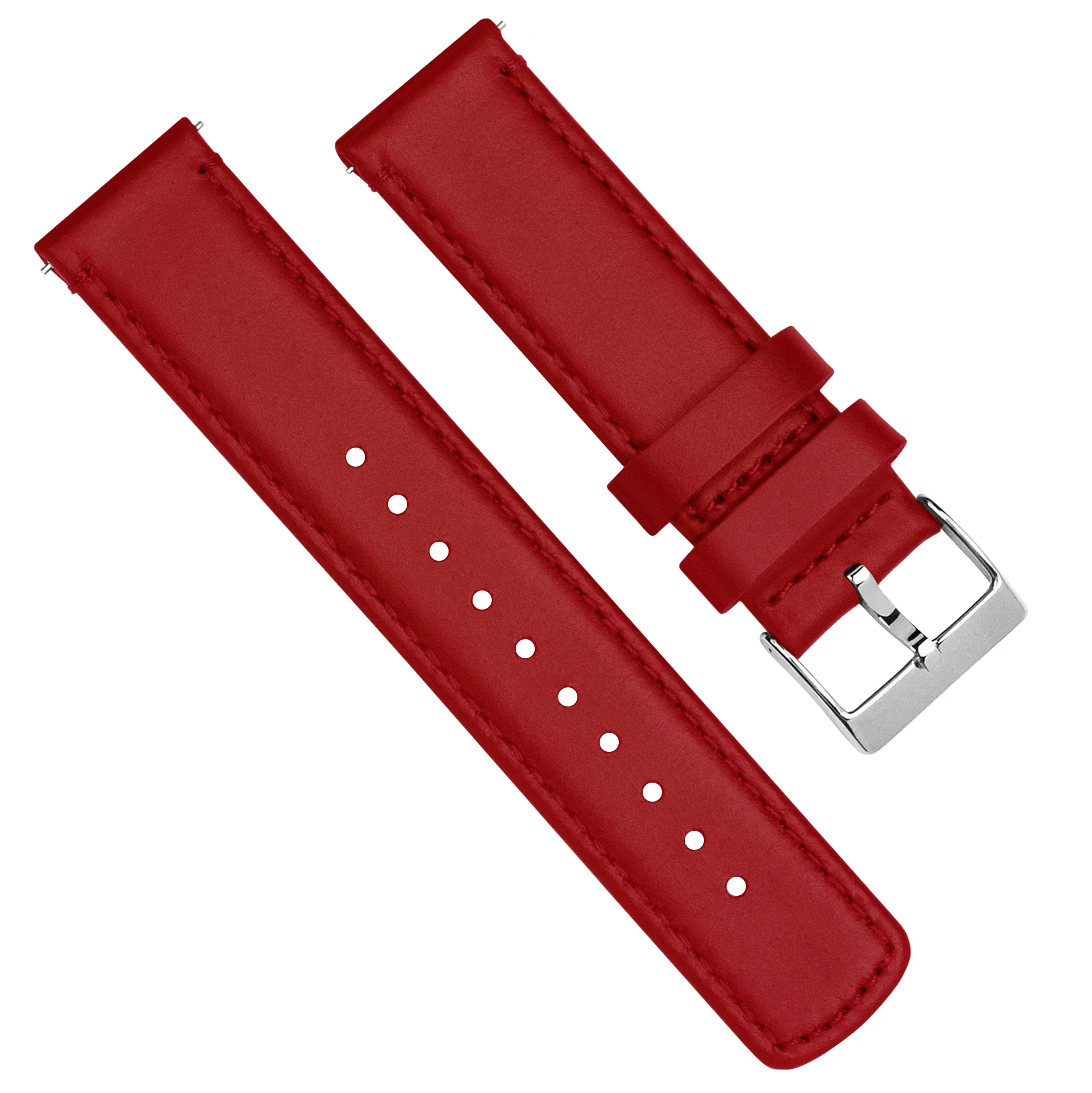 Samsung Galaxy Watch Active Red Leather Stitching Watch Band - Image 4