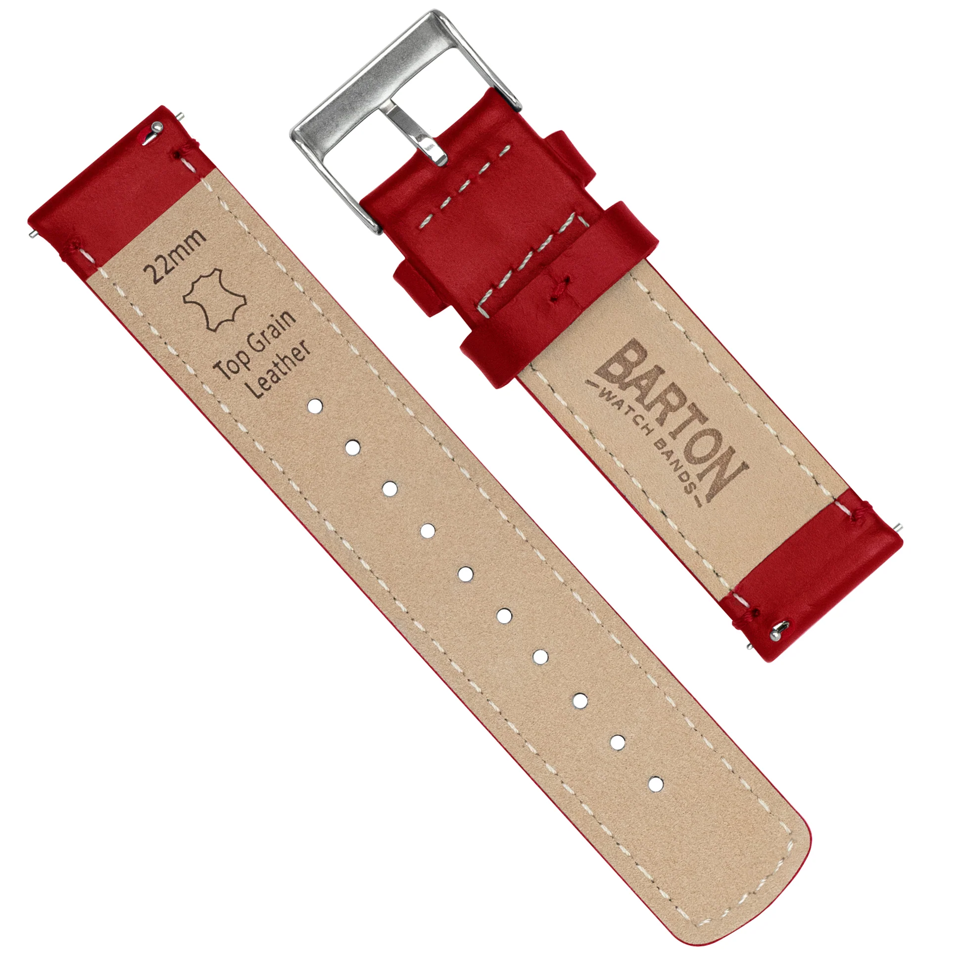Samsung Galaxy Watch Active Red Leather Stitching Watch Band - Image 5