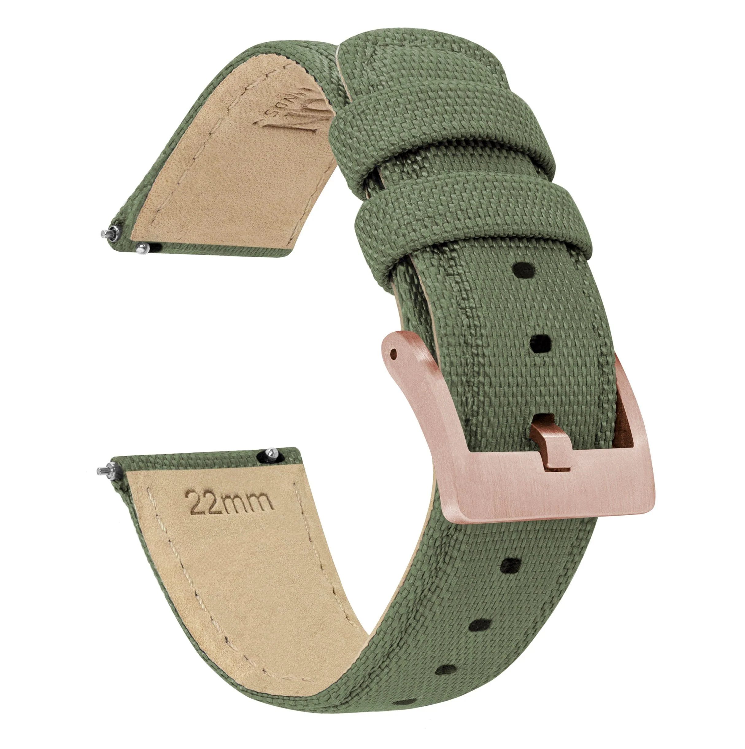 Samsung Galaxy Watch Active Sailcloth Quick Release Army Green Watch Band - Image 3