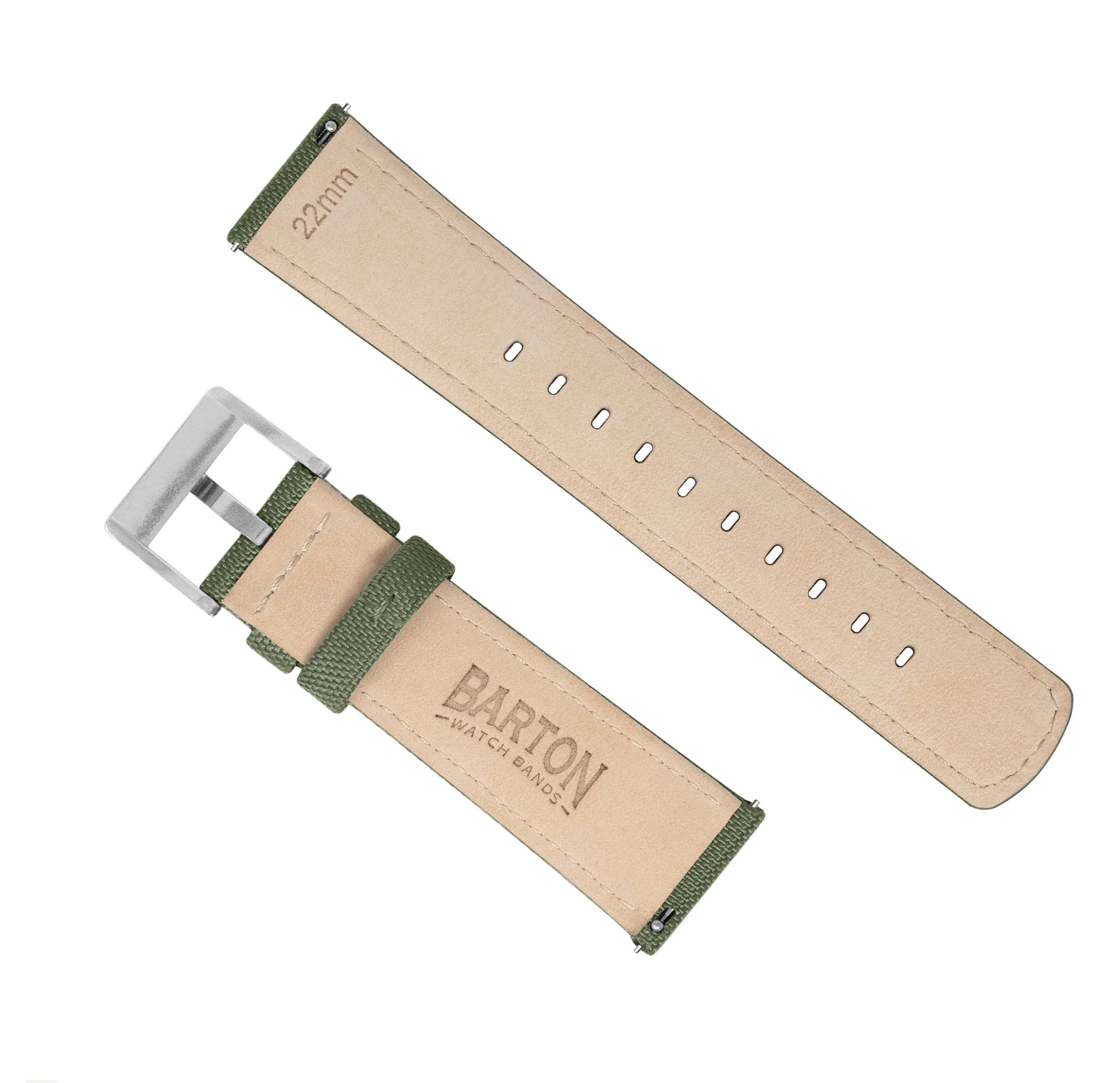 Samsung Galaxy Watch Active Sailcloth Quick Release Army Green Watch Band - Image 5