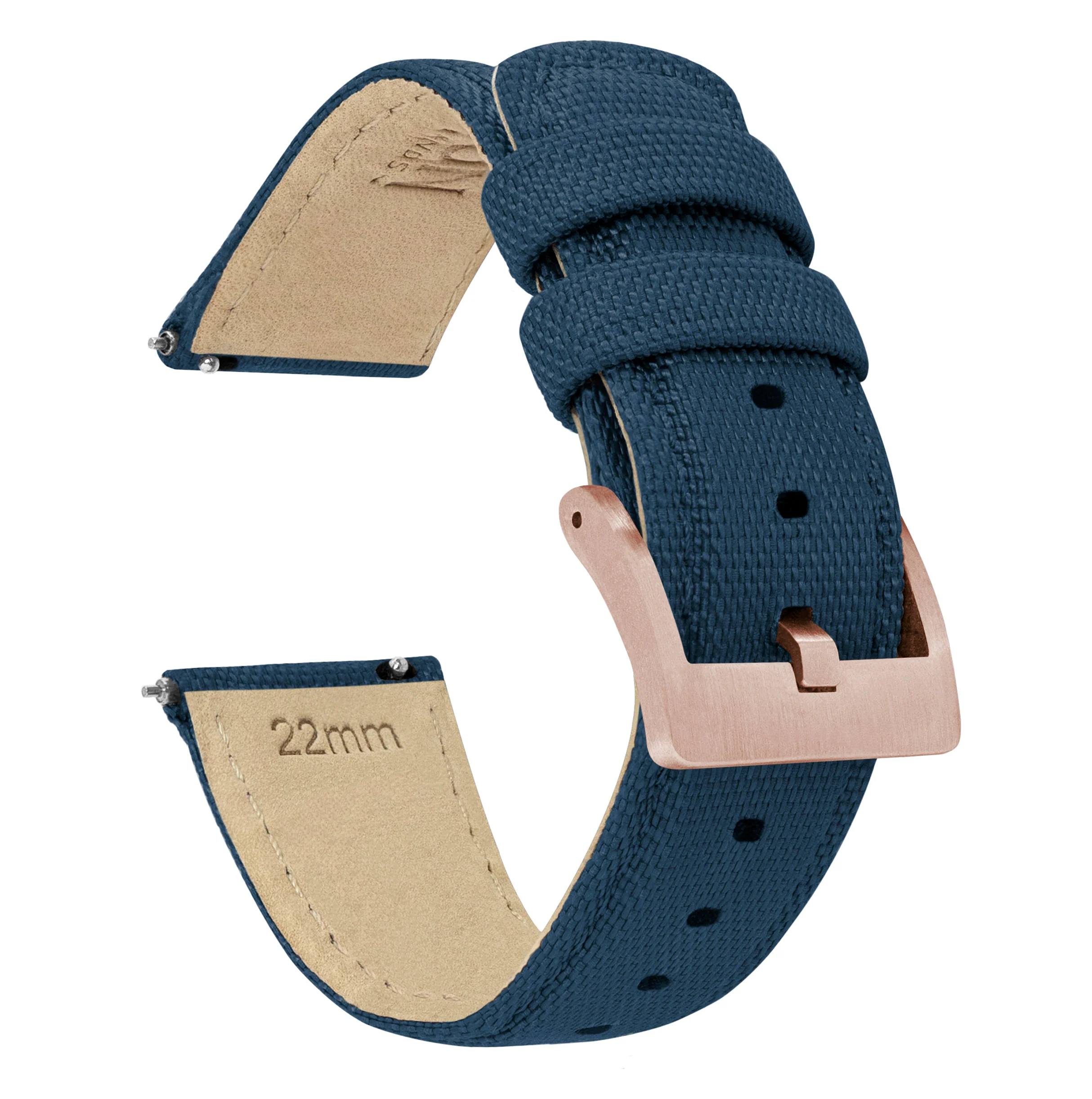 Samsung Galaxy Watch Active Sailcloth Quick Release Navy Blue Watch Band - Image 3