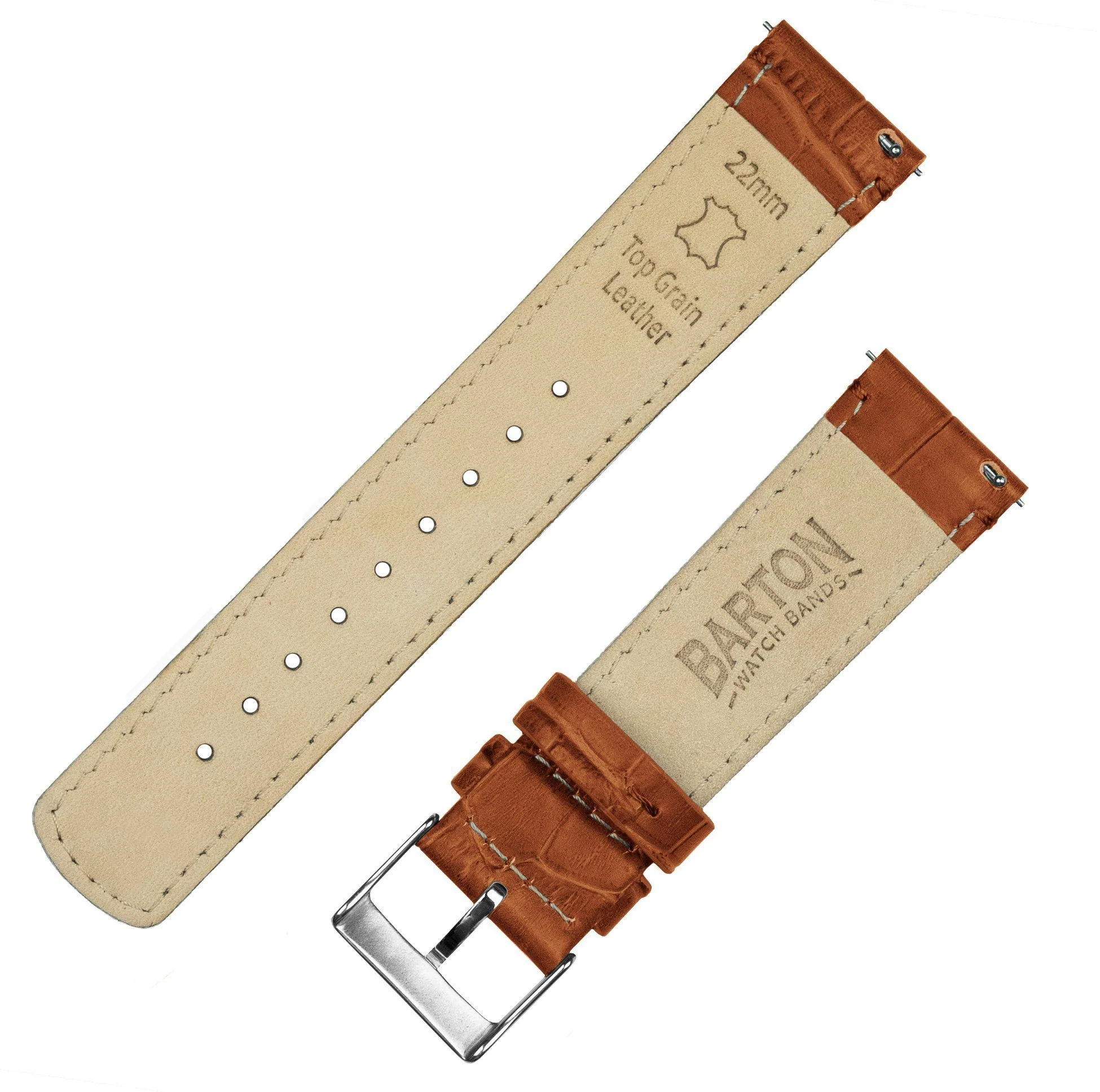 Samsung Galaxy Watch Active Toffee Brown Alligator Grain Leather Watch Band - Image 5