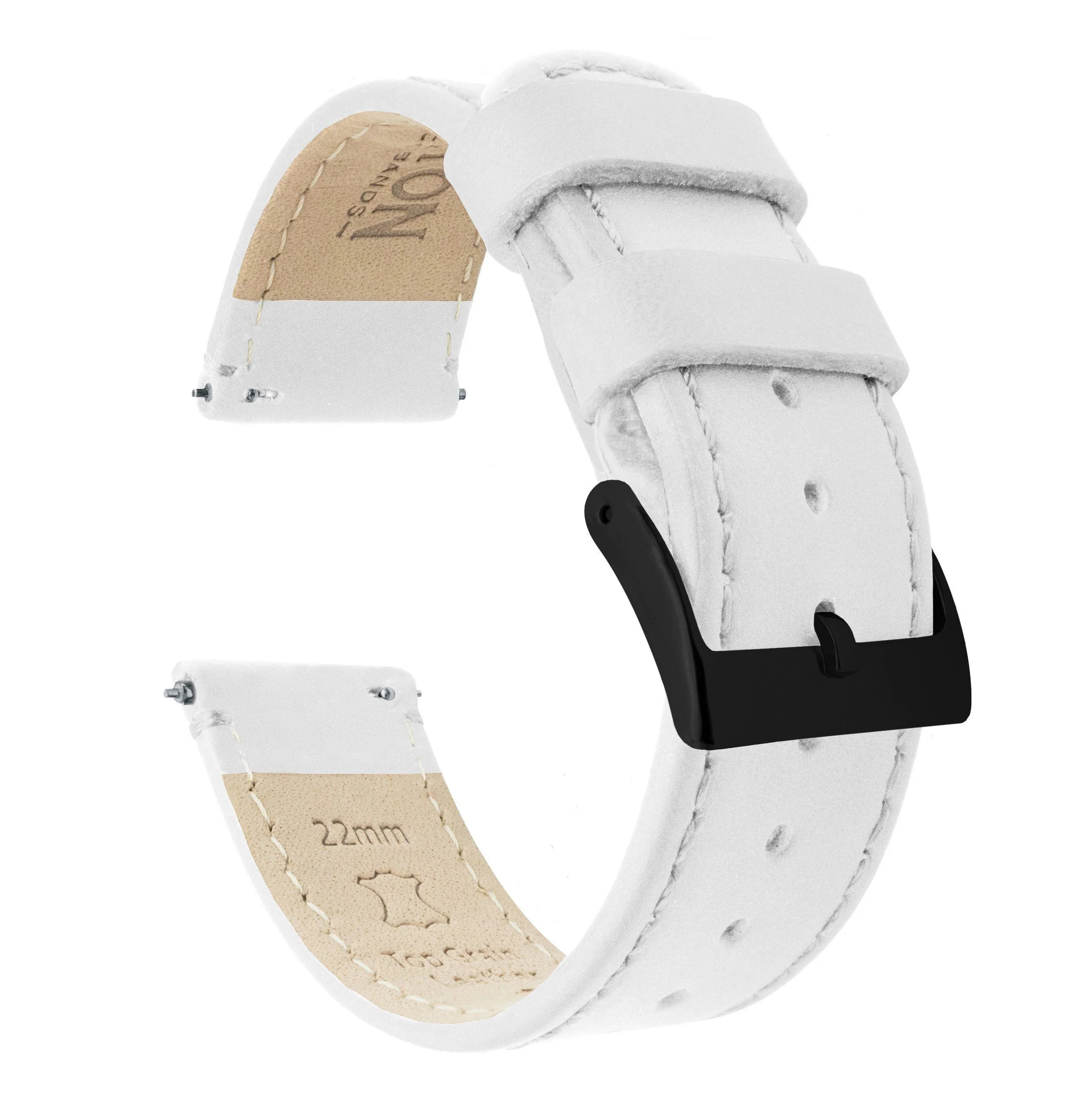 Samsung Galaxy Watch Active White Leather Stitching Watch Band - Image 2