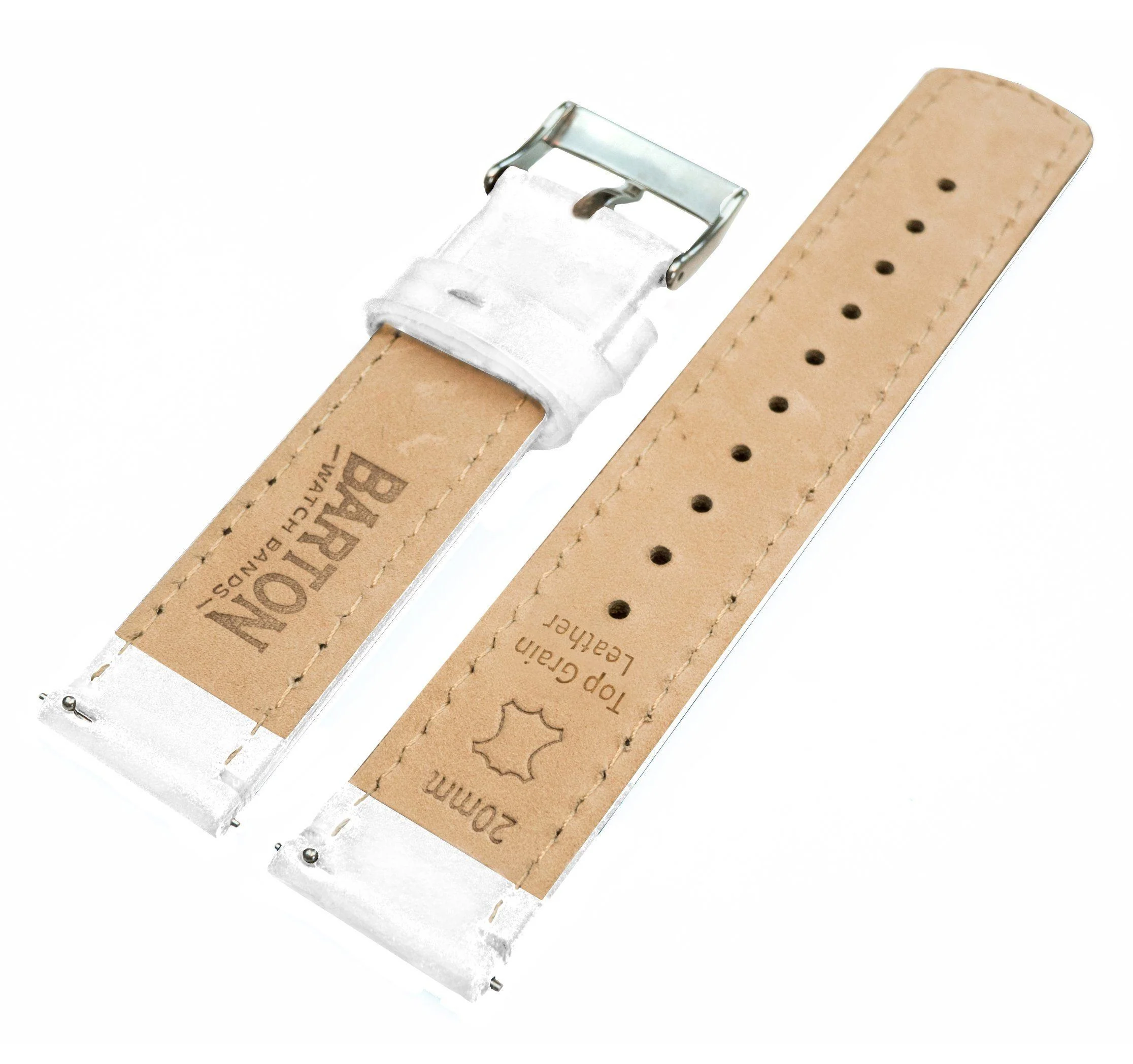 Samsung Galaxy Watch Active White Leather Stitching Watch Band - Image 5