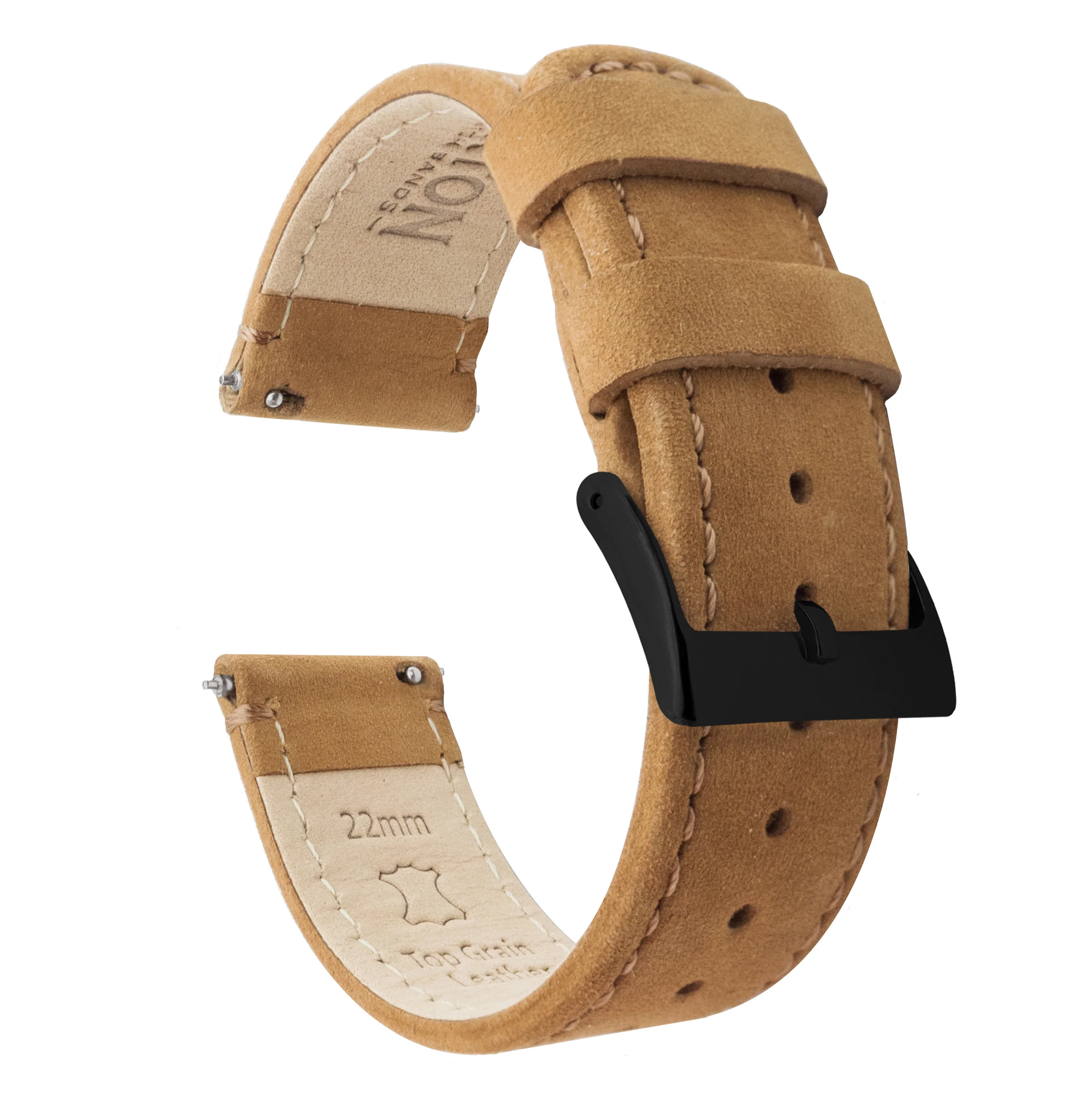 Samsung Galaxy Watch4 Gingerbread Brown Leather Stitching Watch Band - Image 2