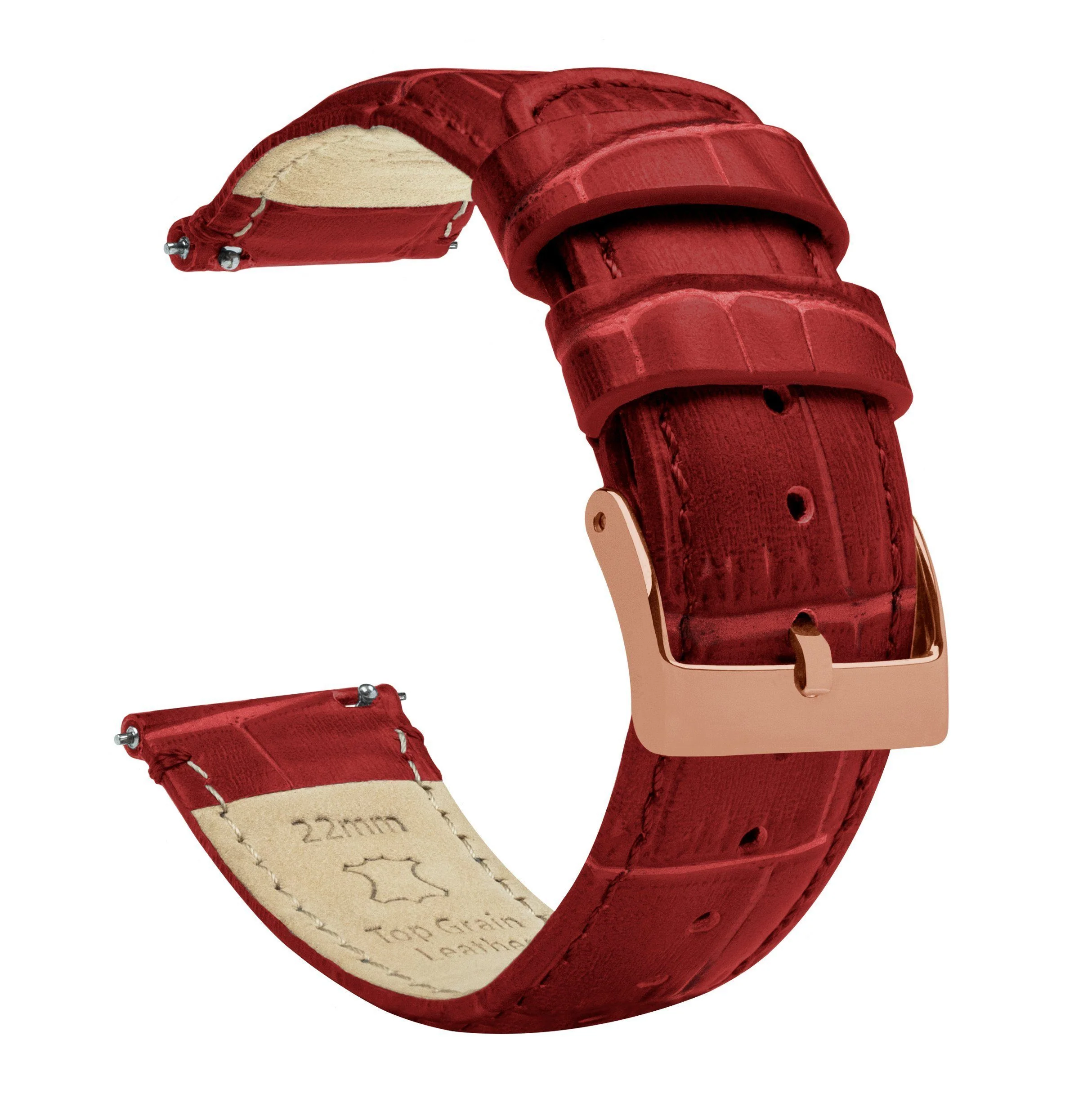 Samsung Galaxy Watch6 Crimson Red Alligator Grain Leather Watch Band - Image 3