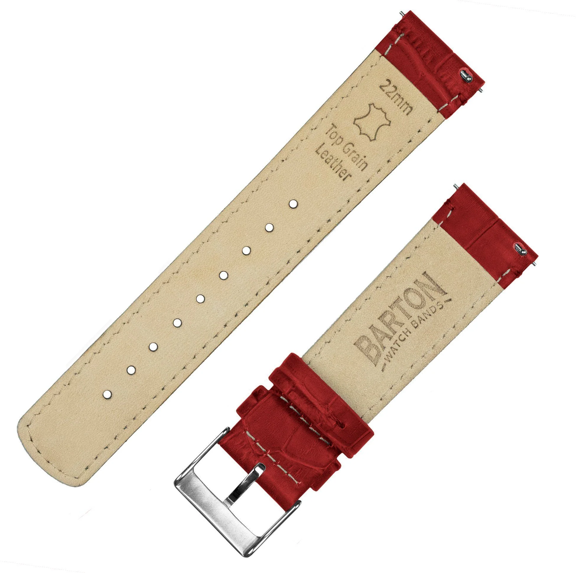 Samsung Galaxy Watch6 Crimson Red Alligator Grain Leather Watch Band - Image 5