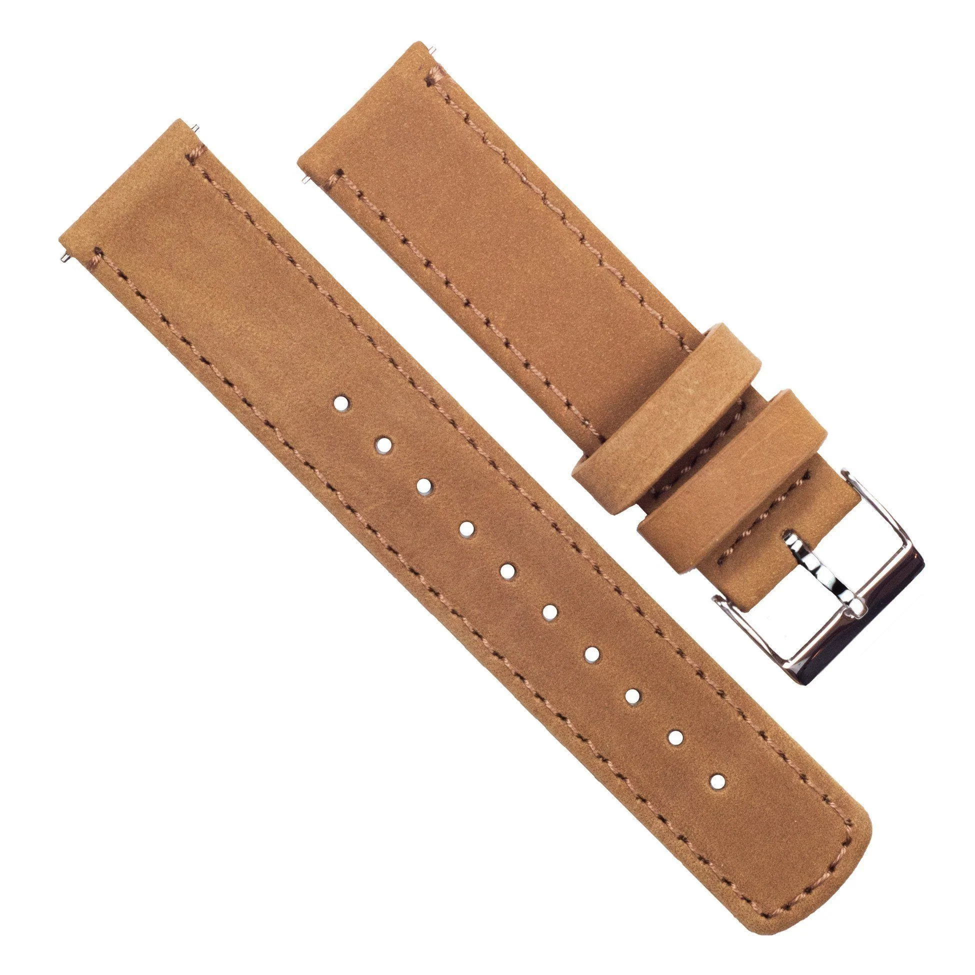 Samsung Gear S3 Gingerbread Brown Leather Gingerbread Sticthing Quick Release Watch Band - Image 3